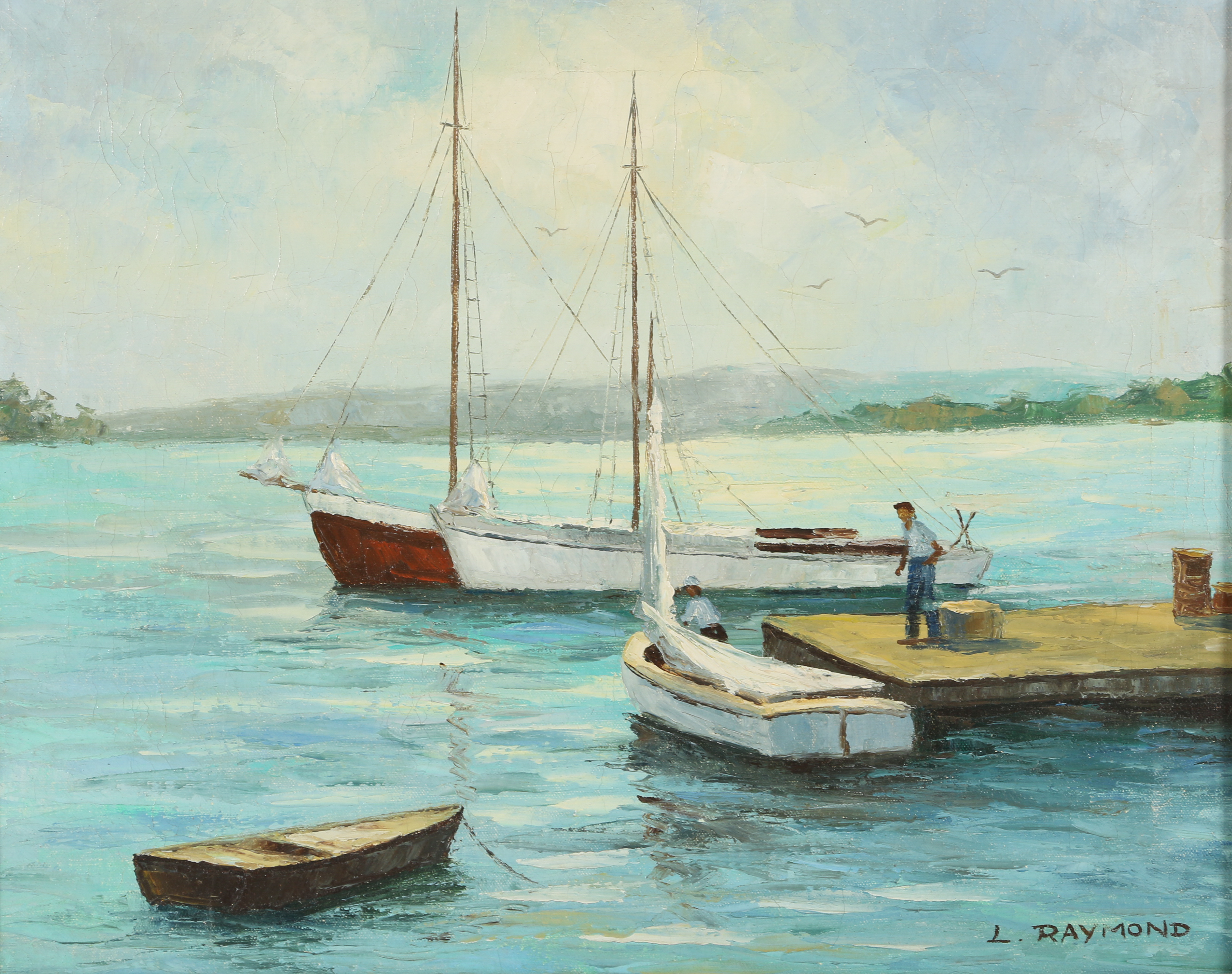 L. Raymond Oil Painting of Nautical Scene