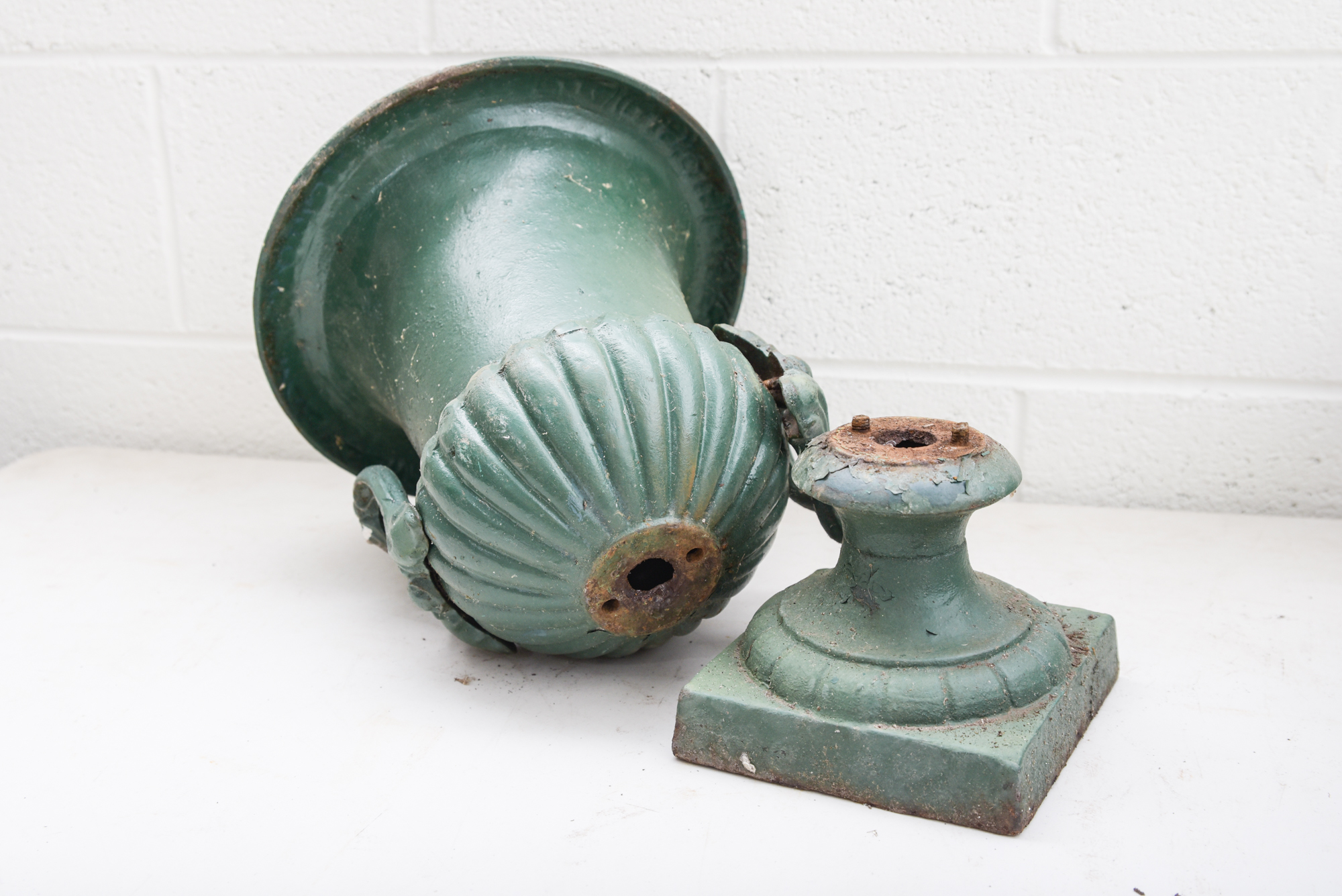 Green Painted Classical Style Cast Iron Planters