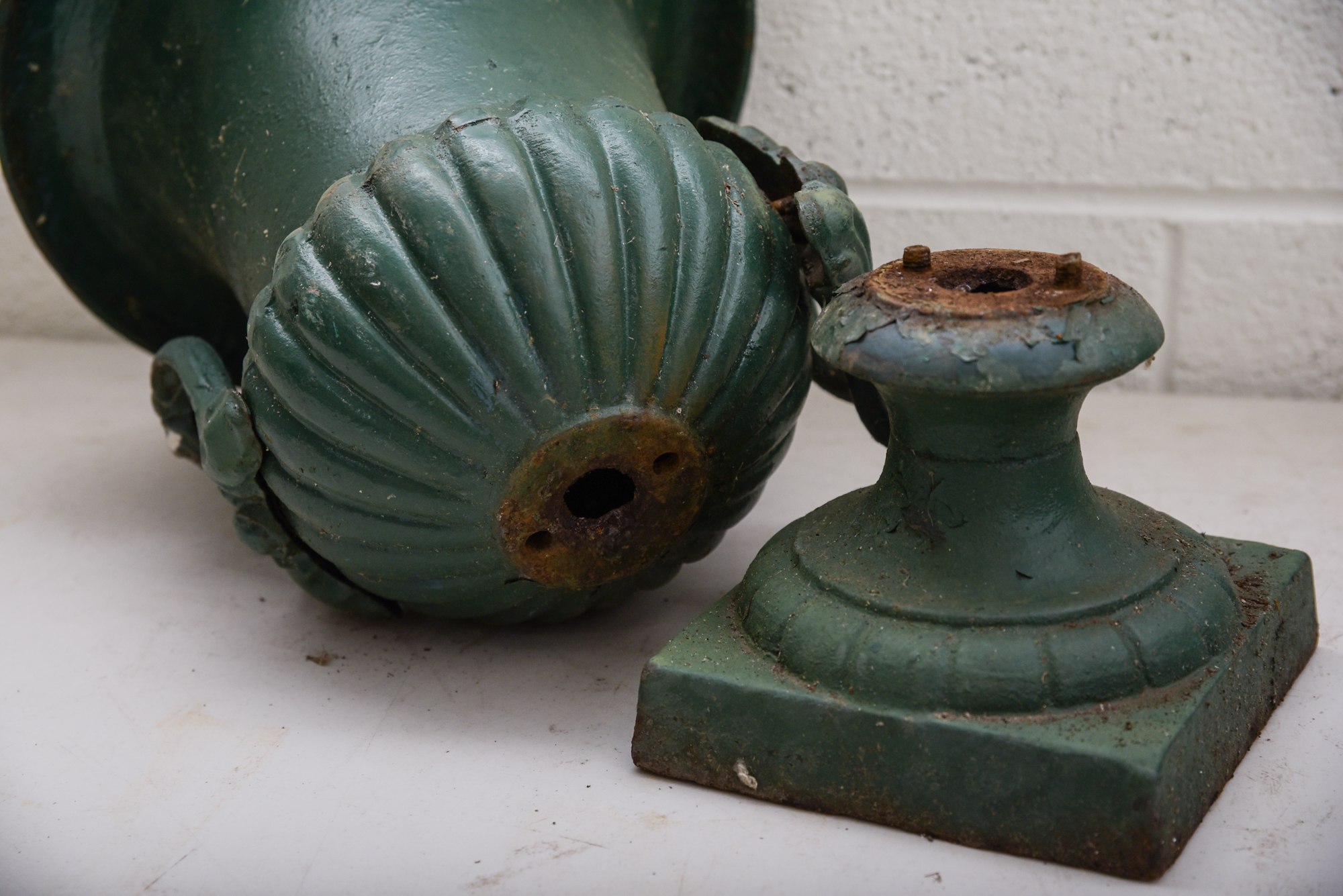 Green Painted Classical Style Cast Iron Planters
