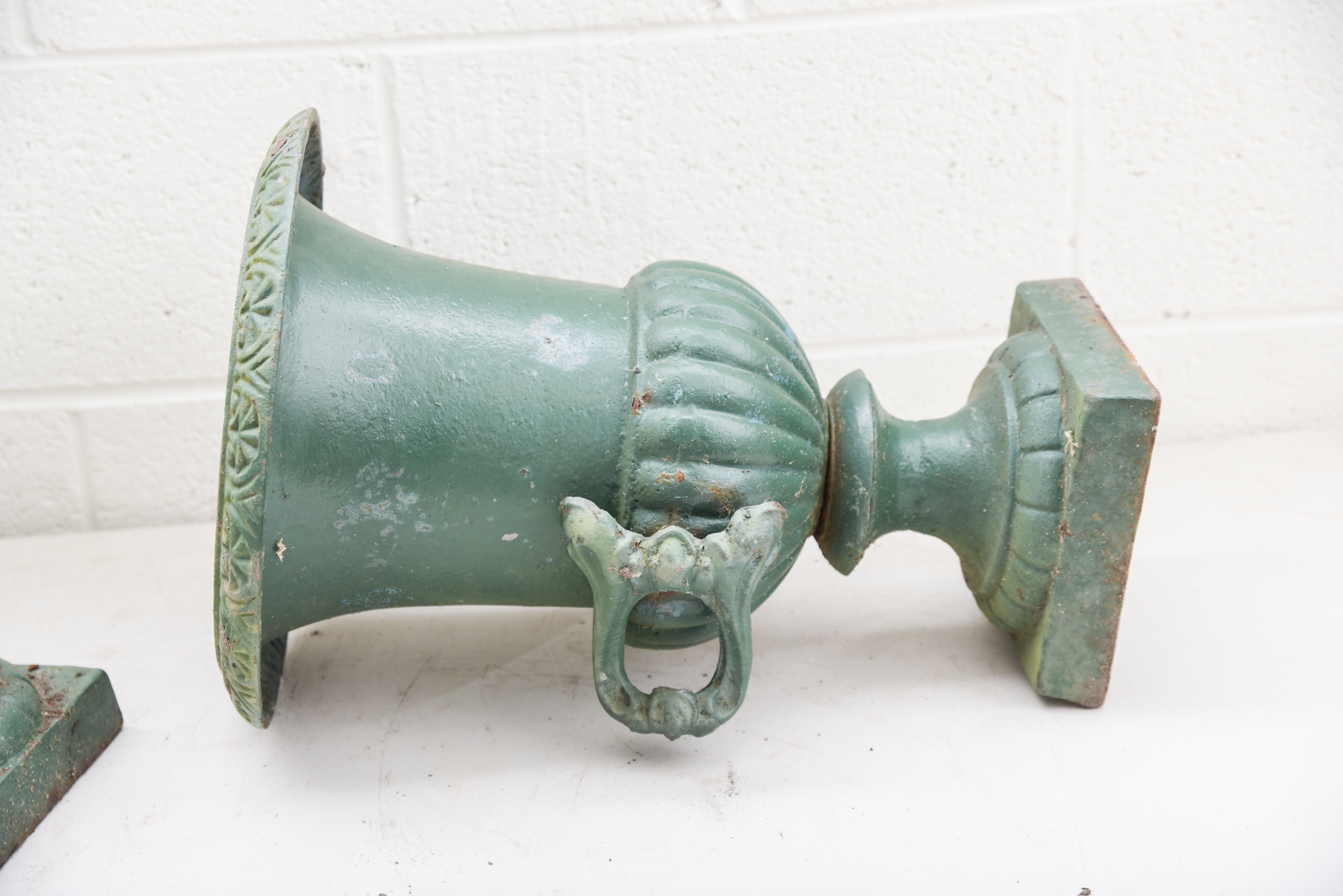 Green Painted Classical Style Cast Iron Planters