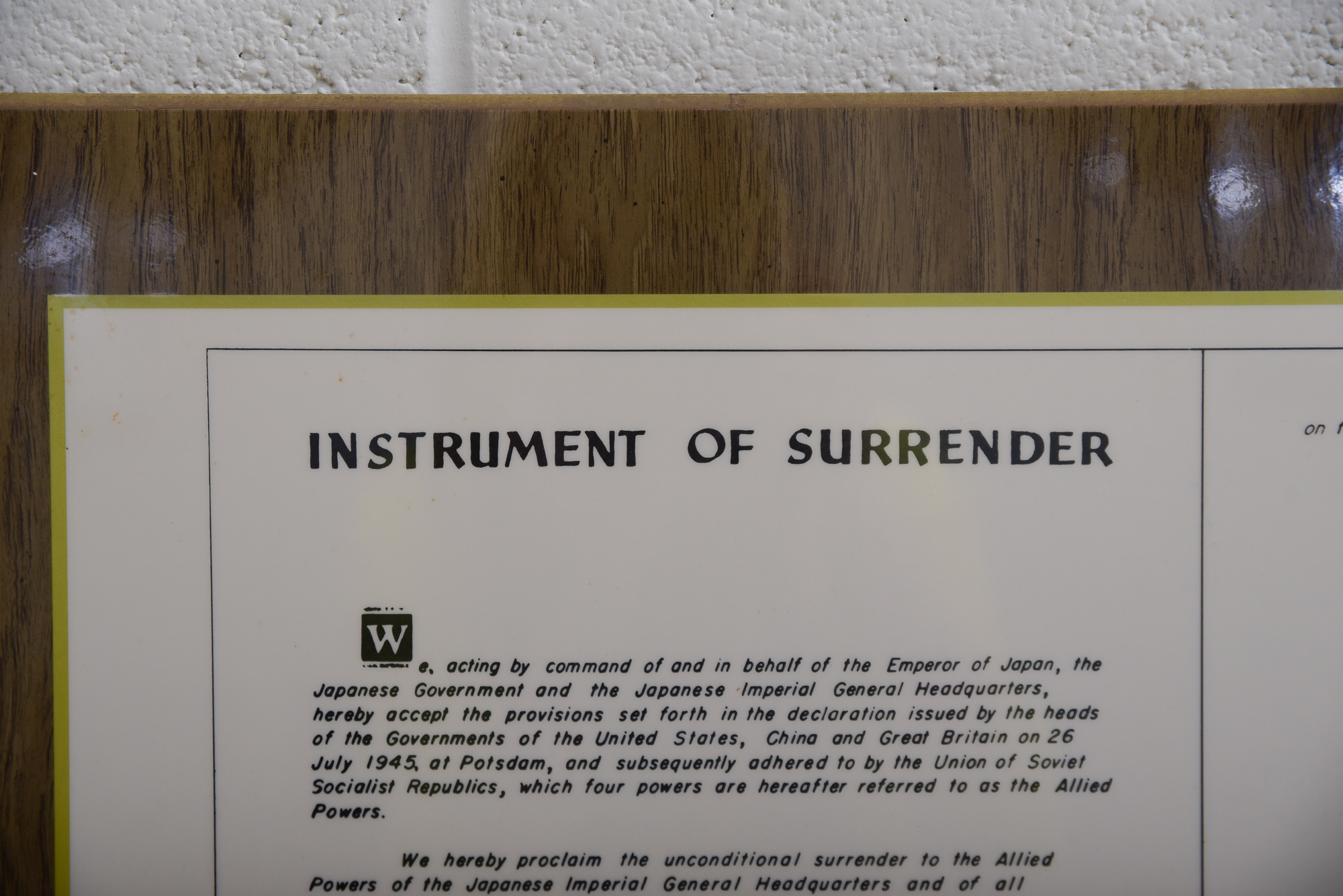WWII Japanese Instrument of Surrender Reproduction Document