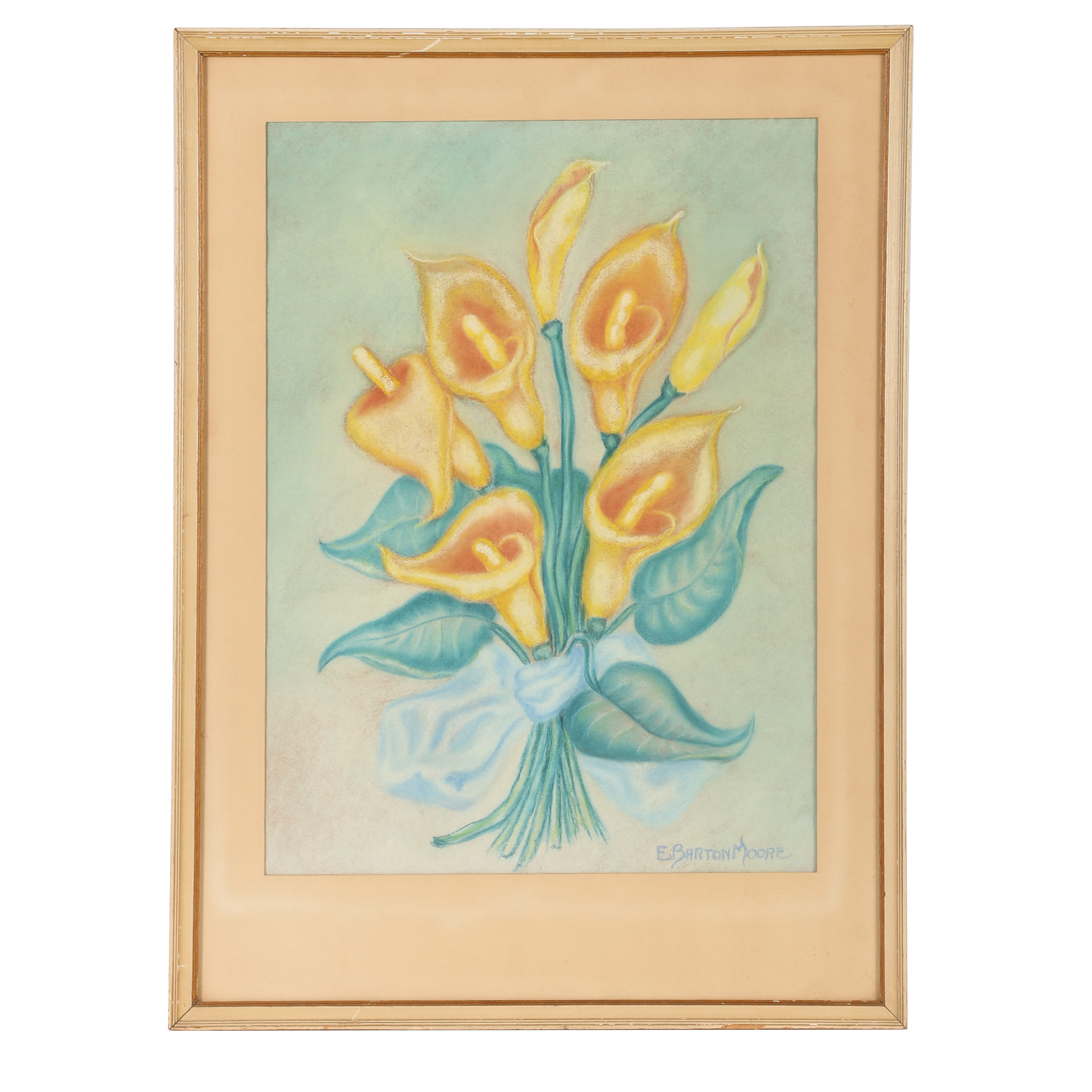 E. Barton Moore Pastel Drawing of Flowers