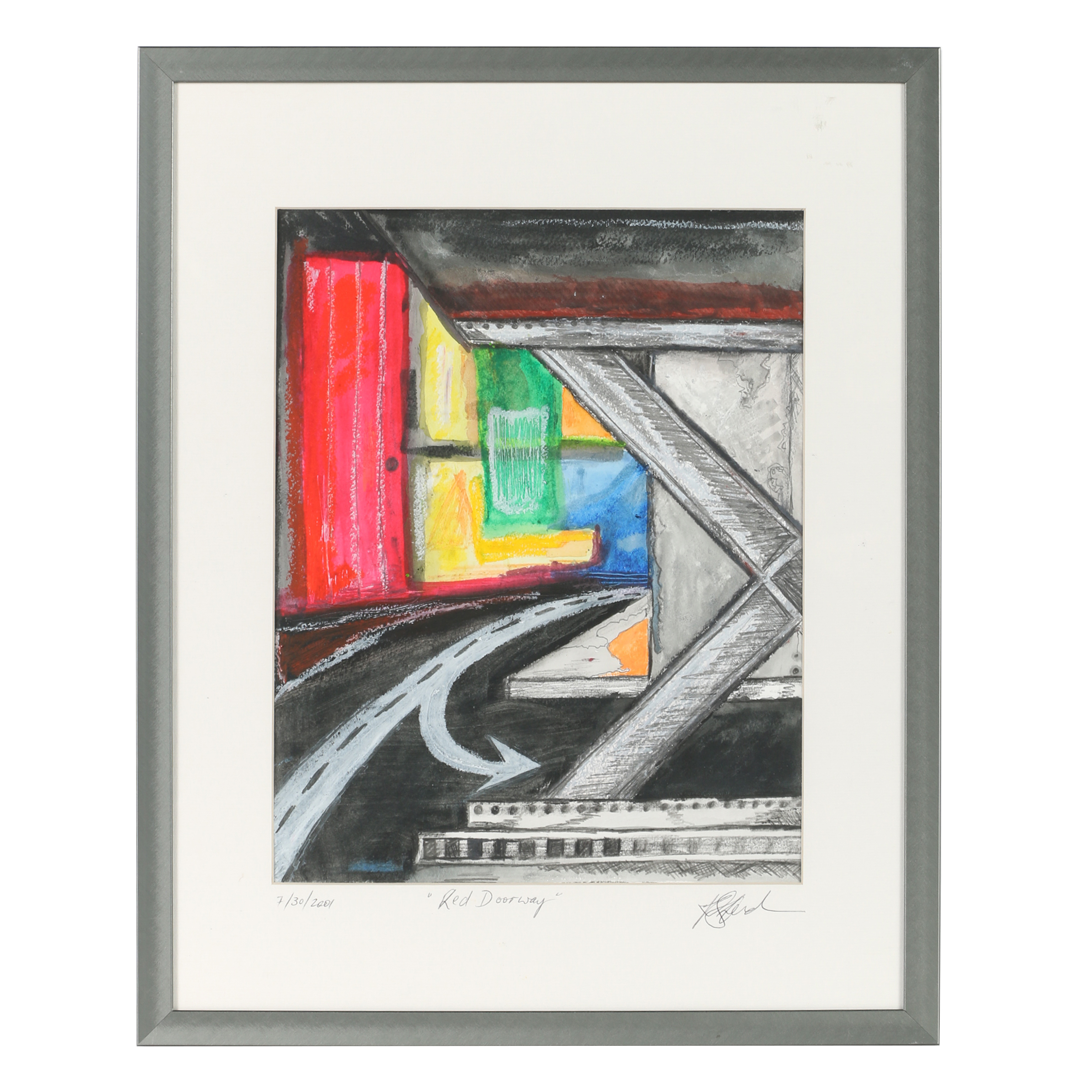 Mixed Media Painting "Red Doorway"