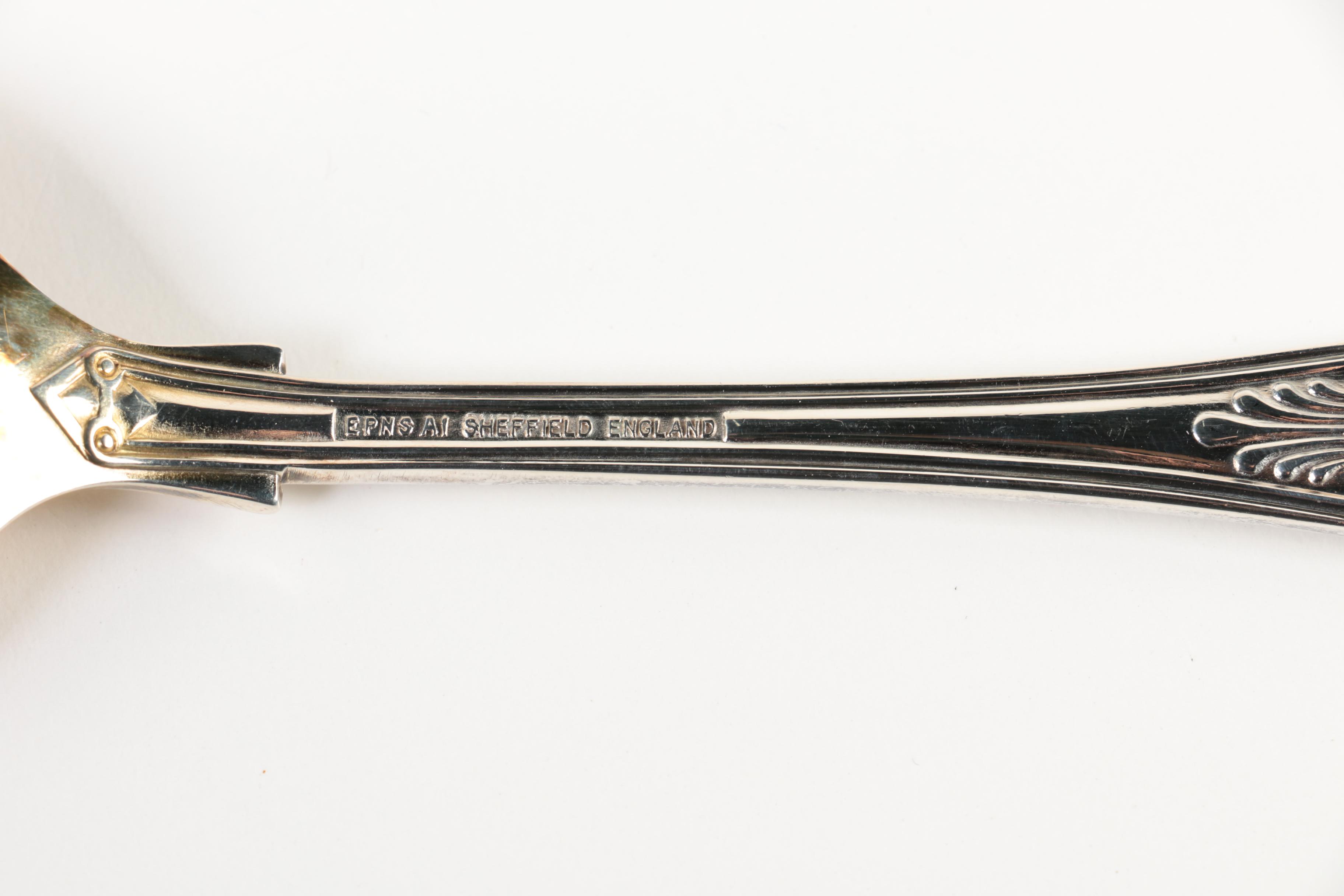 Sheffield "Kings" Salad Serving Set with Other Silver Plate Utensils