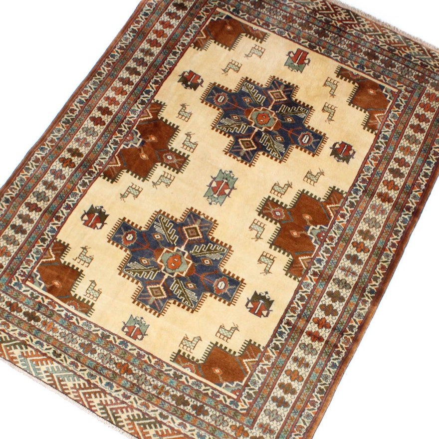 5' x 7' Vintage Hand-Knotted Persian Karaja Heriz Area Rug