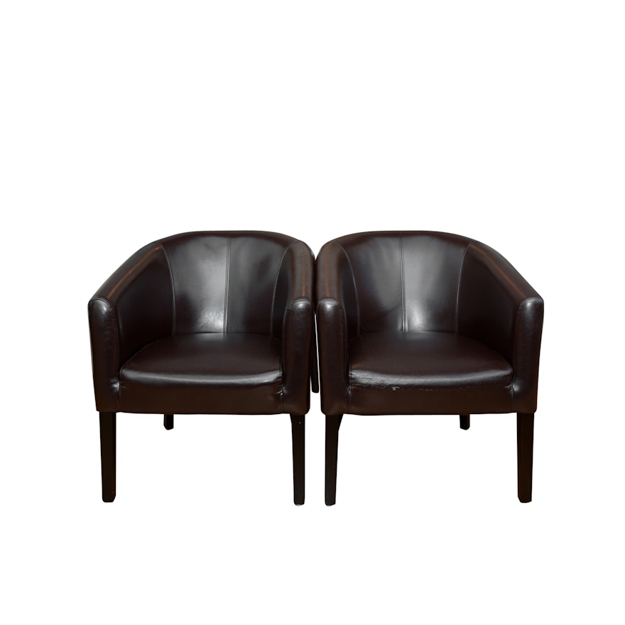 Pair of Bonded Leather Tub Chairs by Home Accents