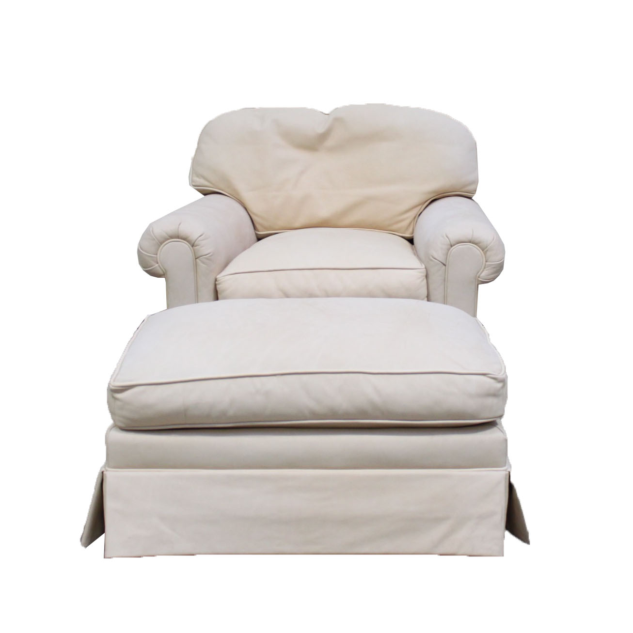 Faux Leather Lounge Chair with Ottoman by Henredon