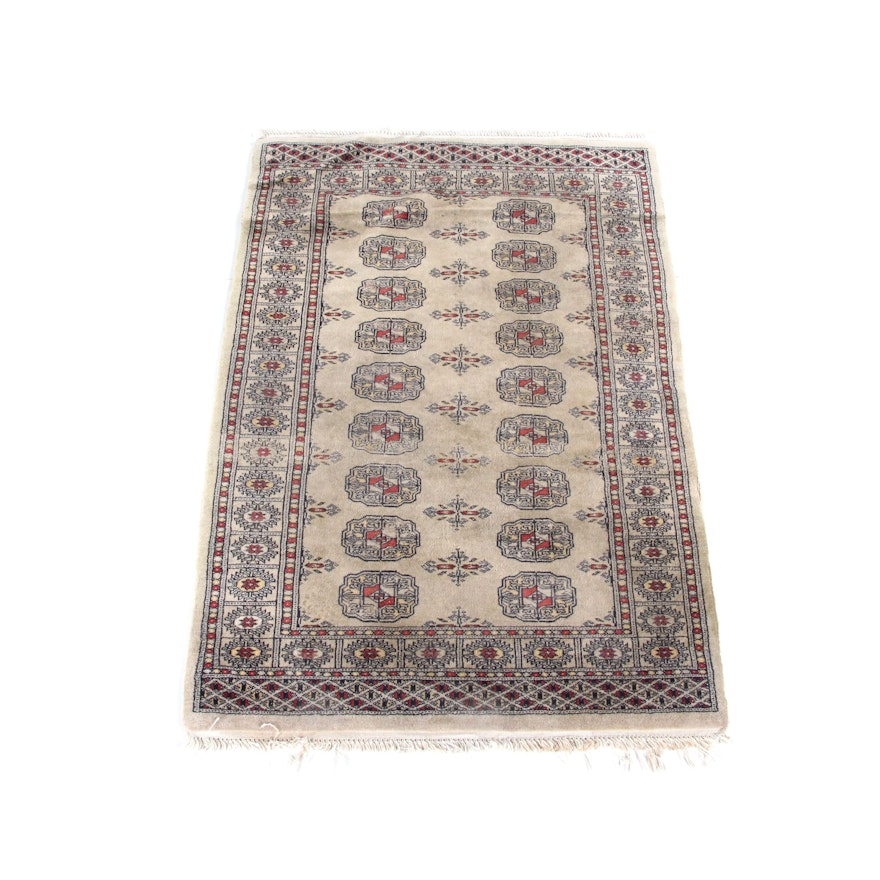 Hand-Knotted Pakistani Bokhara Wool Accent Rug