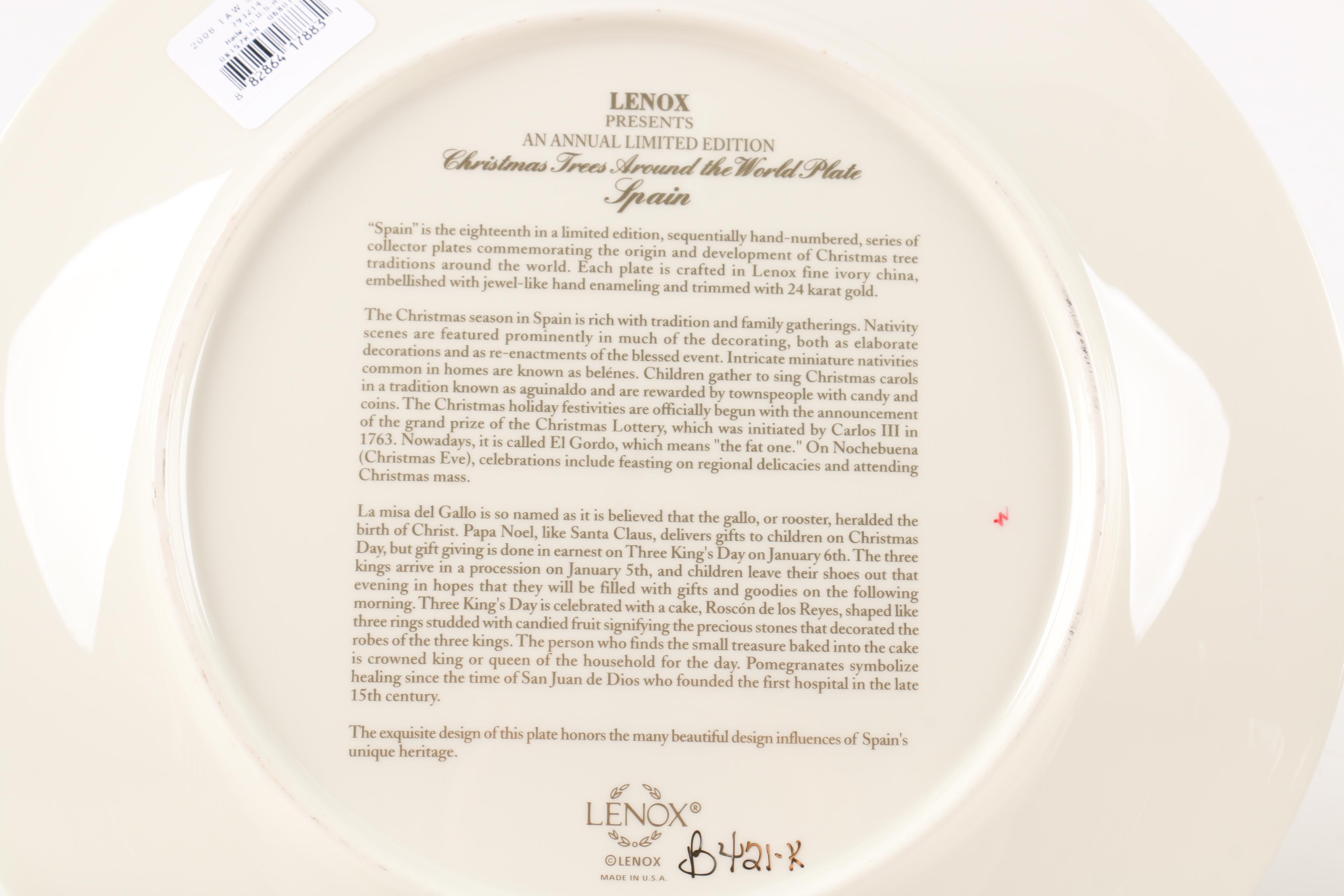 Limited Edition Lenox "Christmas Trees Around The World" Decorative Plates