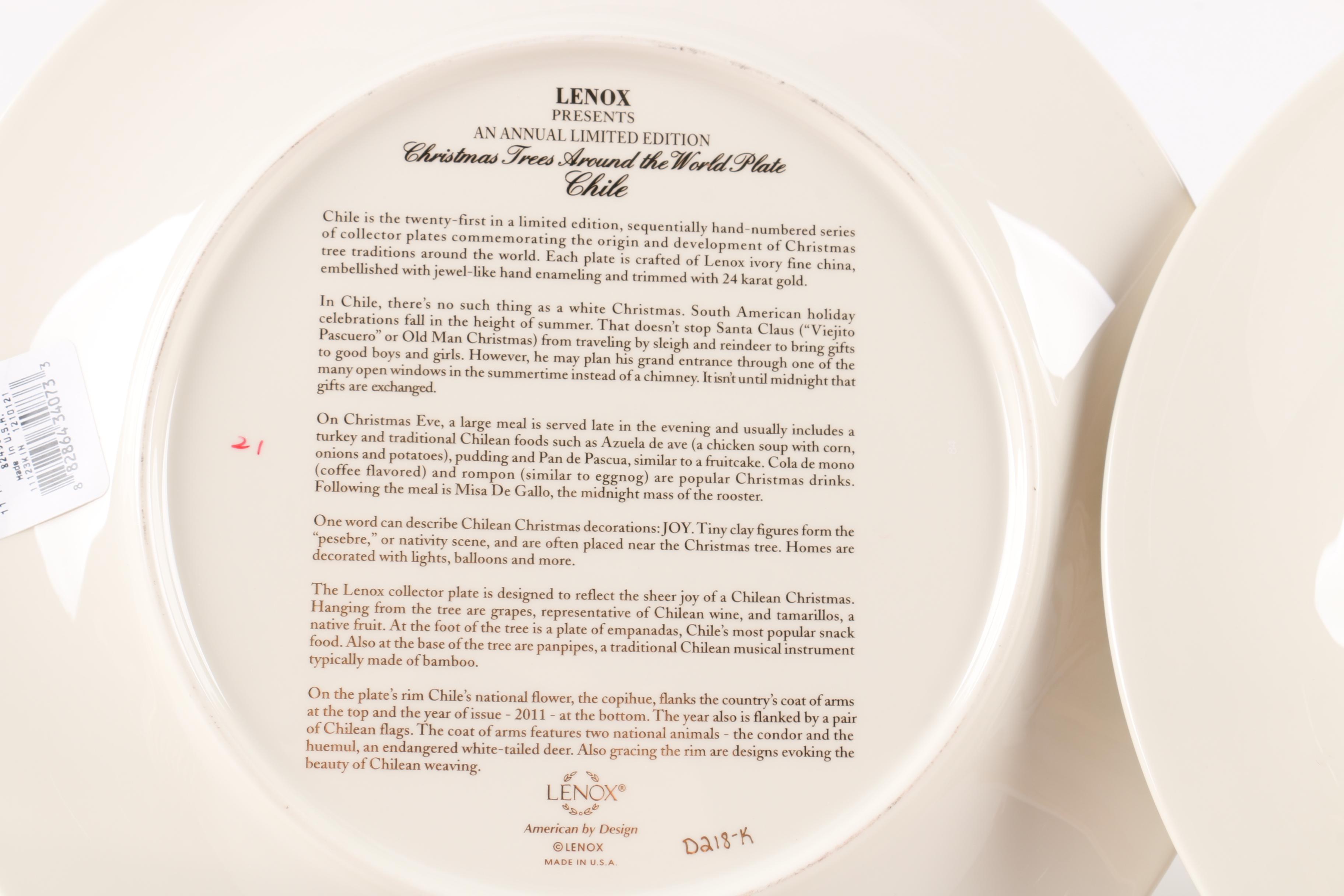 Limited Edition Lenox "Christmas Trees Around The World" Decorative Plates