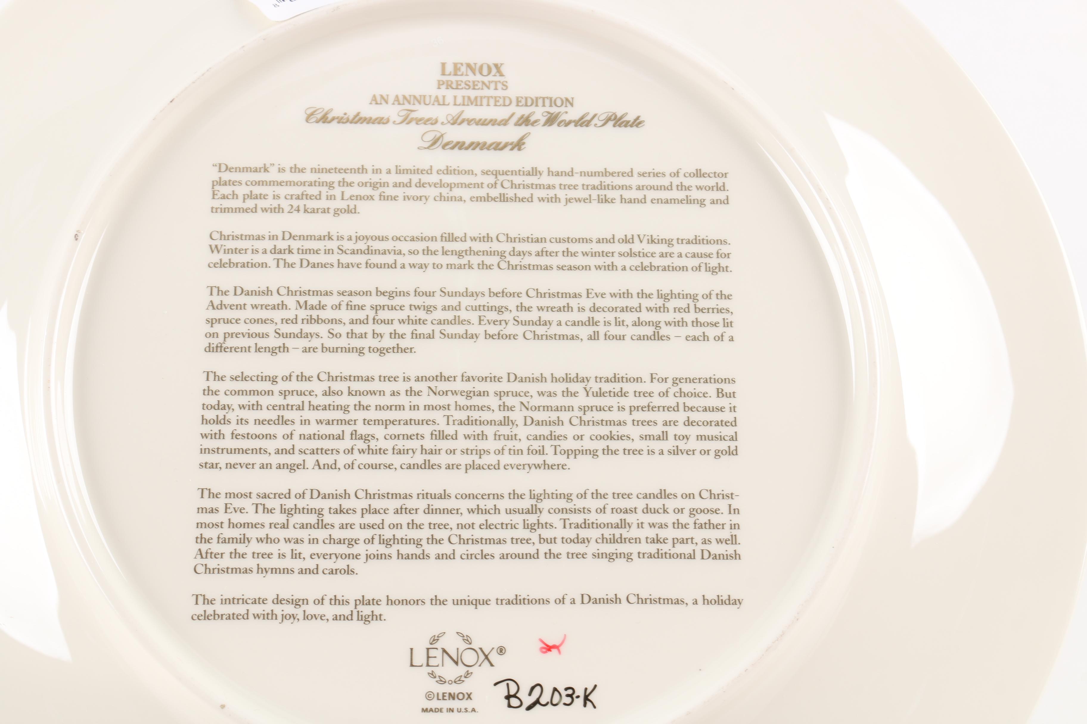 Limited Edition Lenox "Christmas Trees Around The World" Decorative Plates