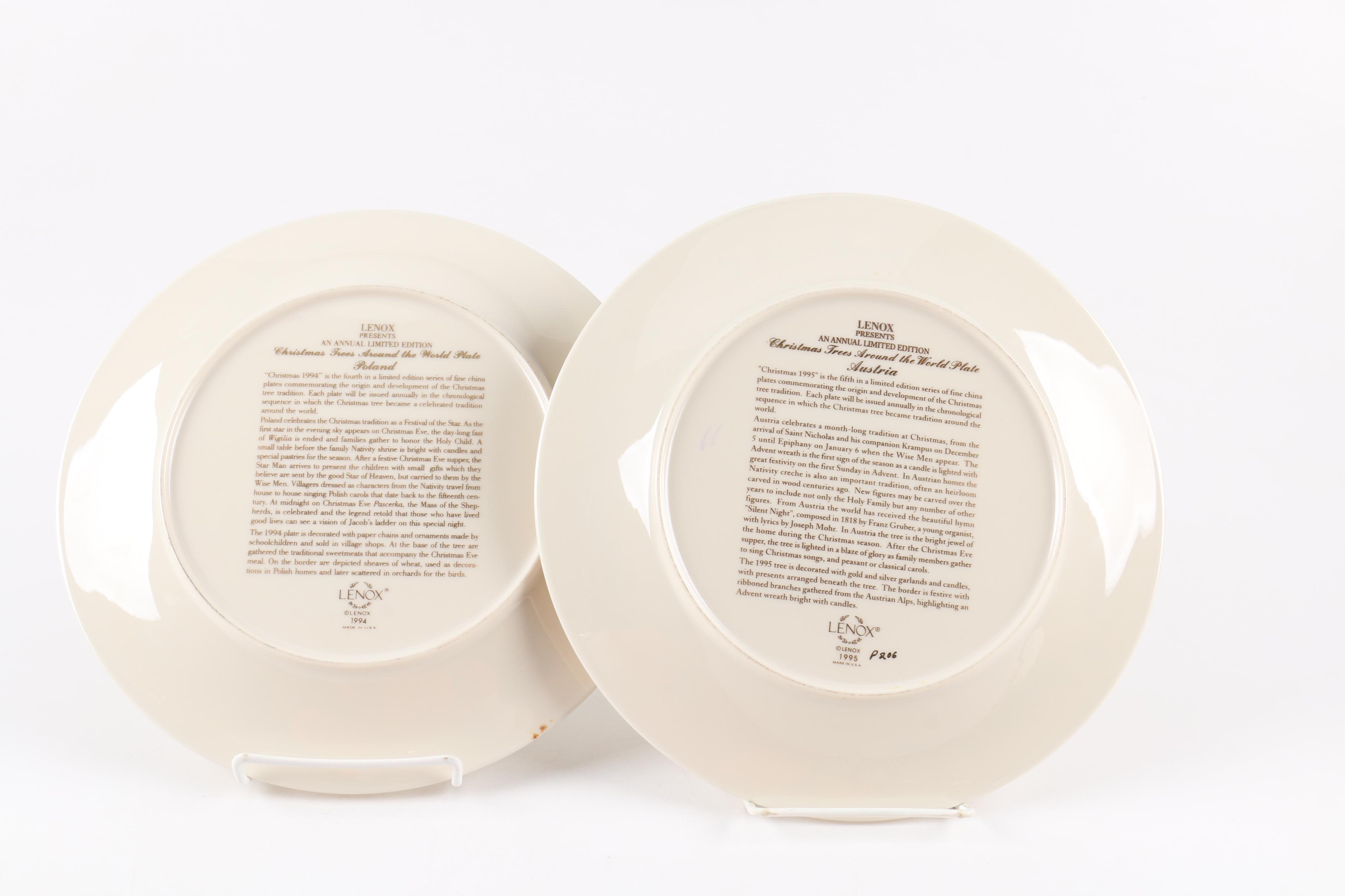 Limited Edition Lenox "Christmas Trees Around The World" Decorative Plates