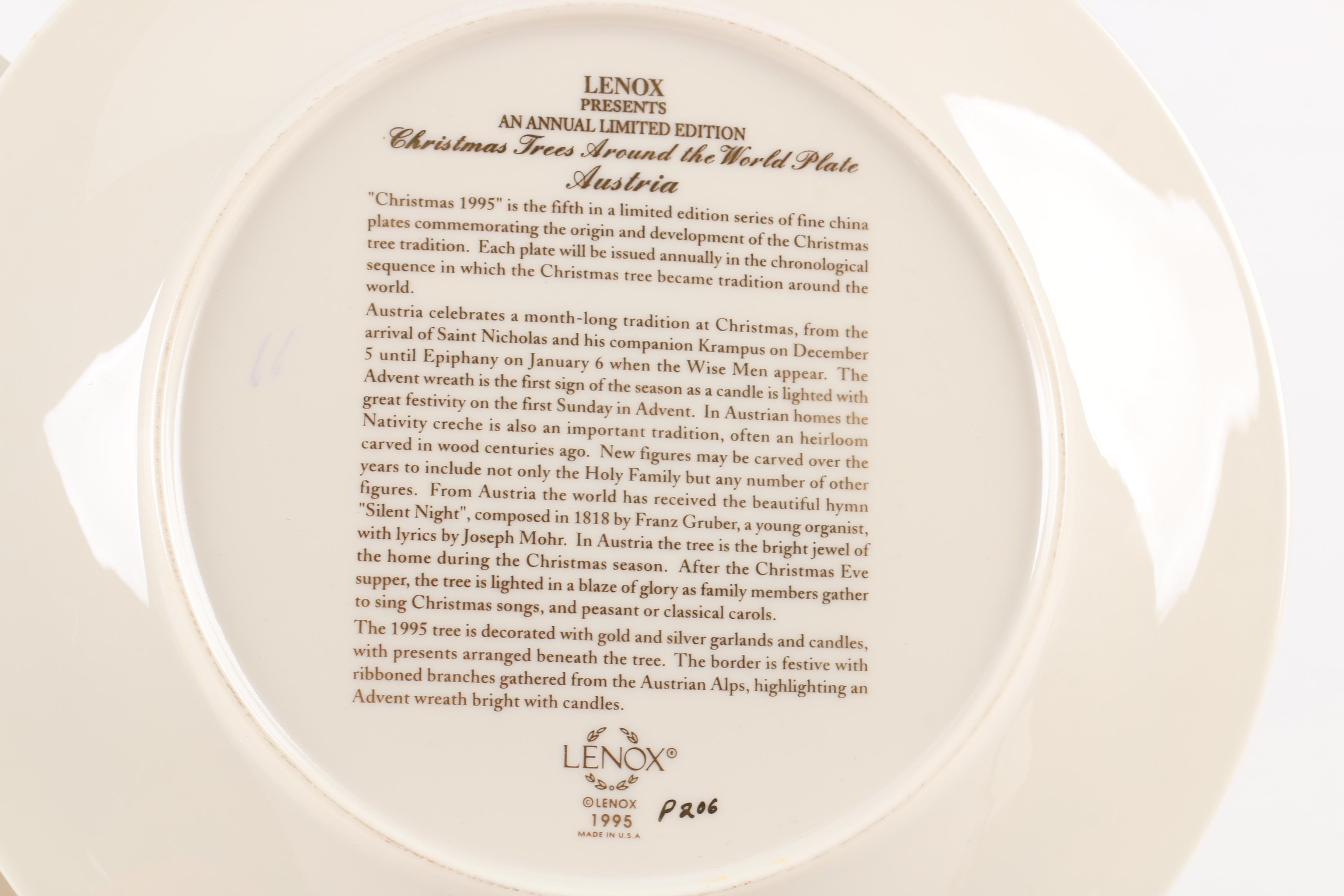 Limited Edition Lenox "Christmas Trees Around The World" Decorative Plates