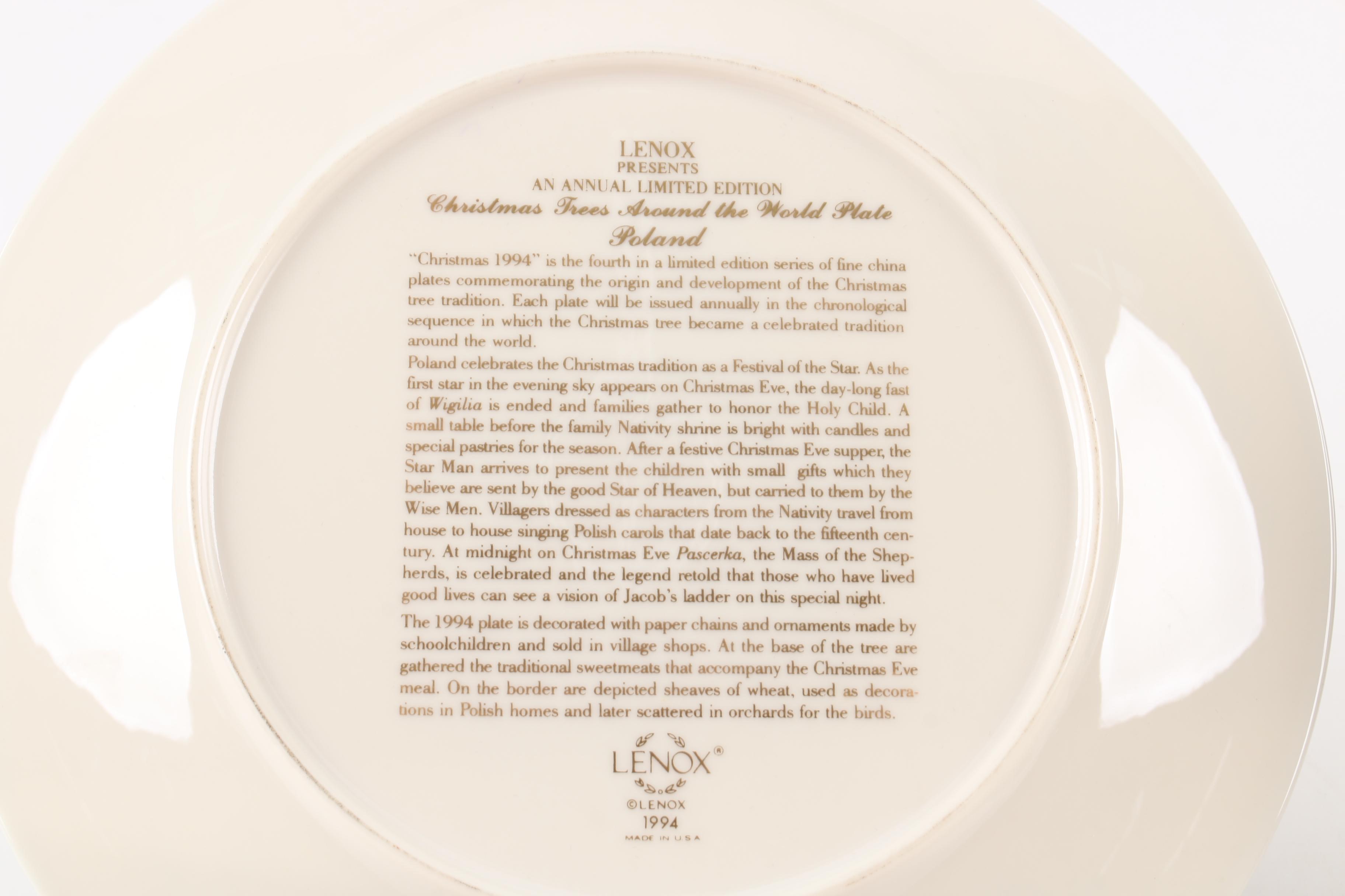 Limited Edition Lenox "Christmas Trees Around The World" Decorative Plates