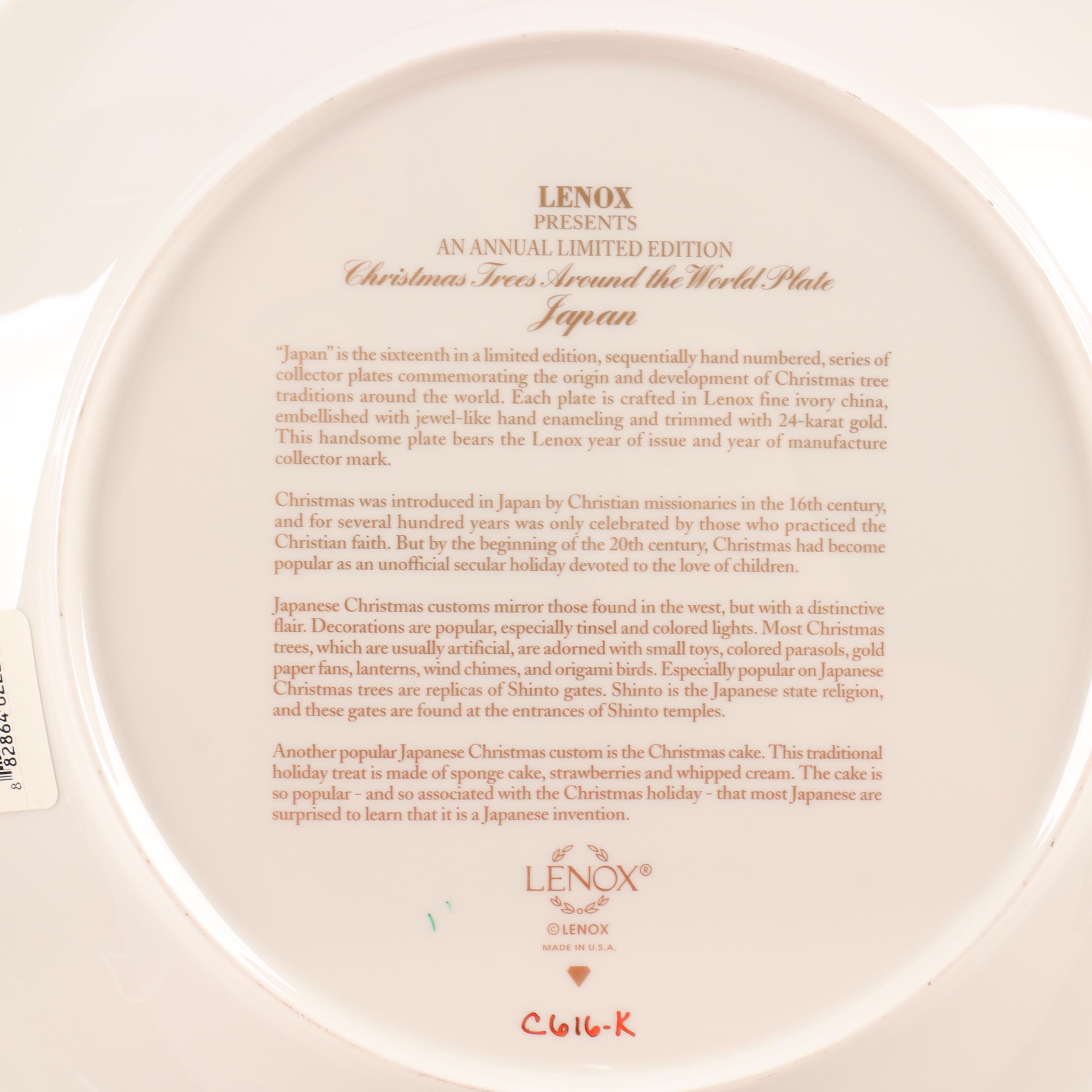 Limited Edition Lenox "Christmas Trees Around The World" Decorative Plates