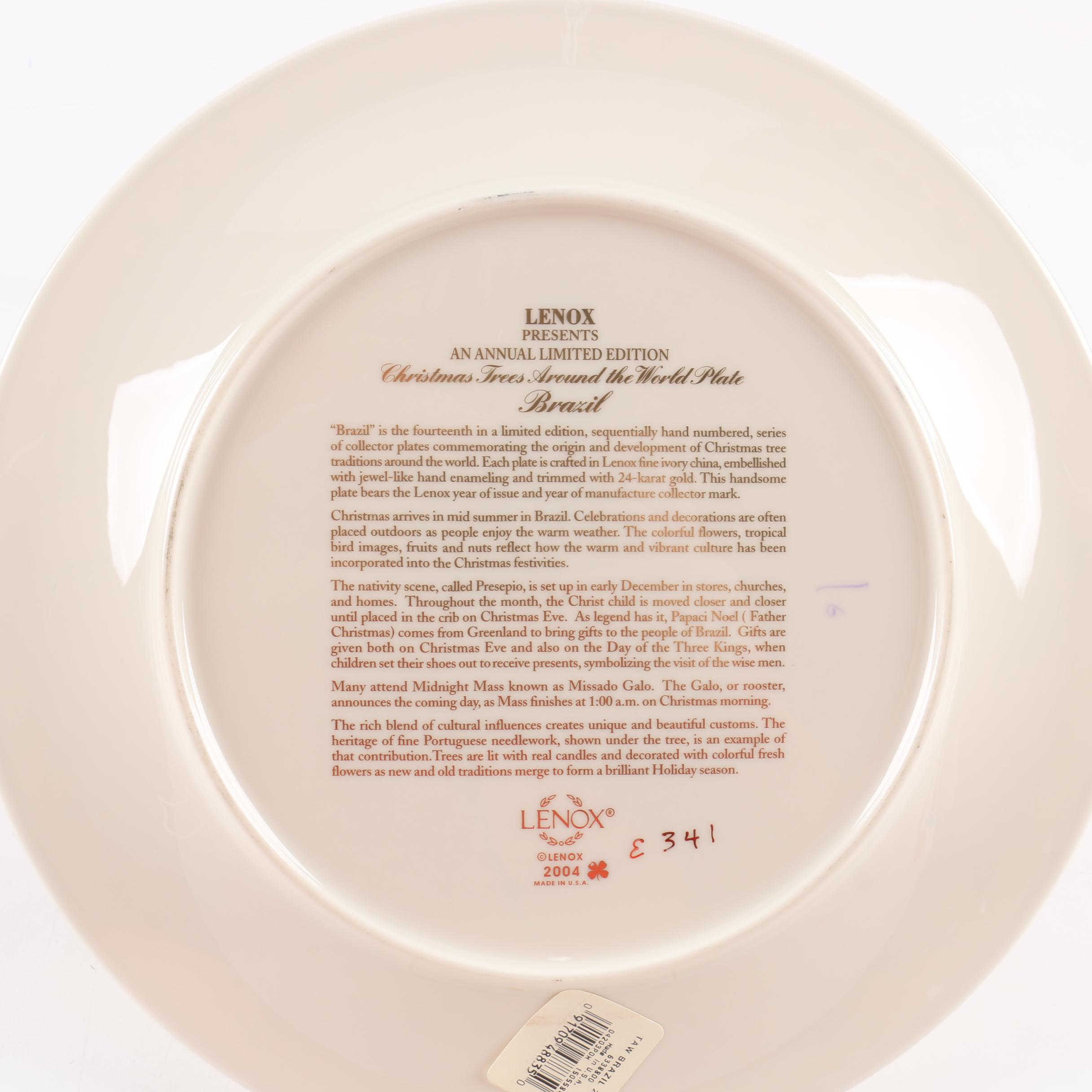 Limited Edition Lenox "Christmas Trees Around The World" Decorative Plates