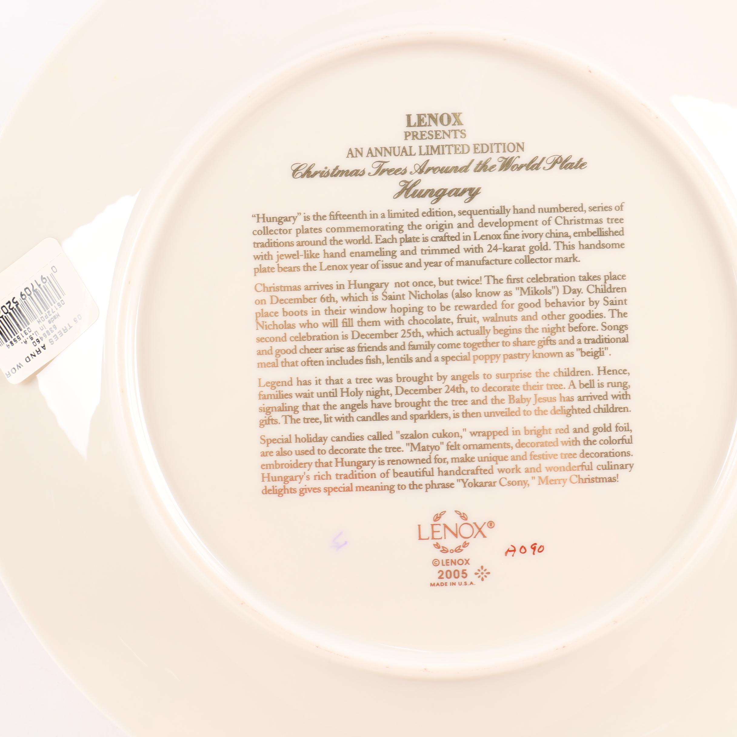 Limited Edition Lenox "Christmas Trees Around The World" Decorative Plates