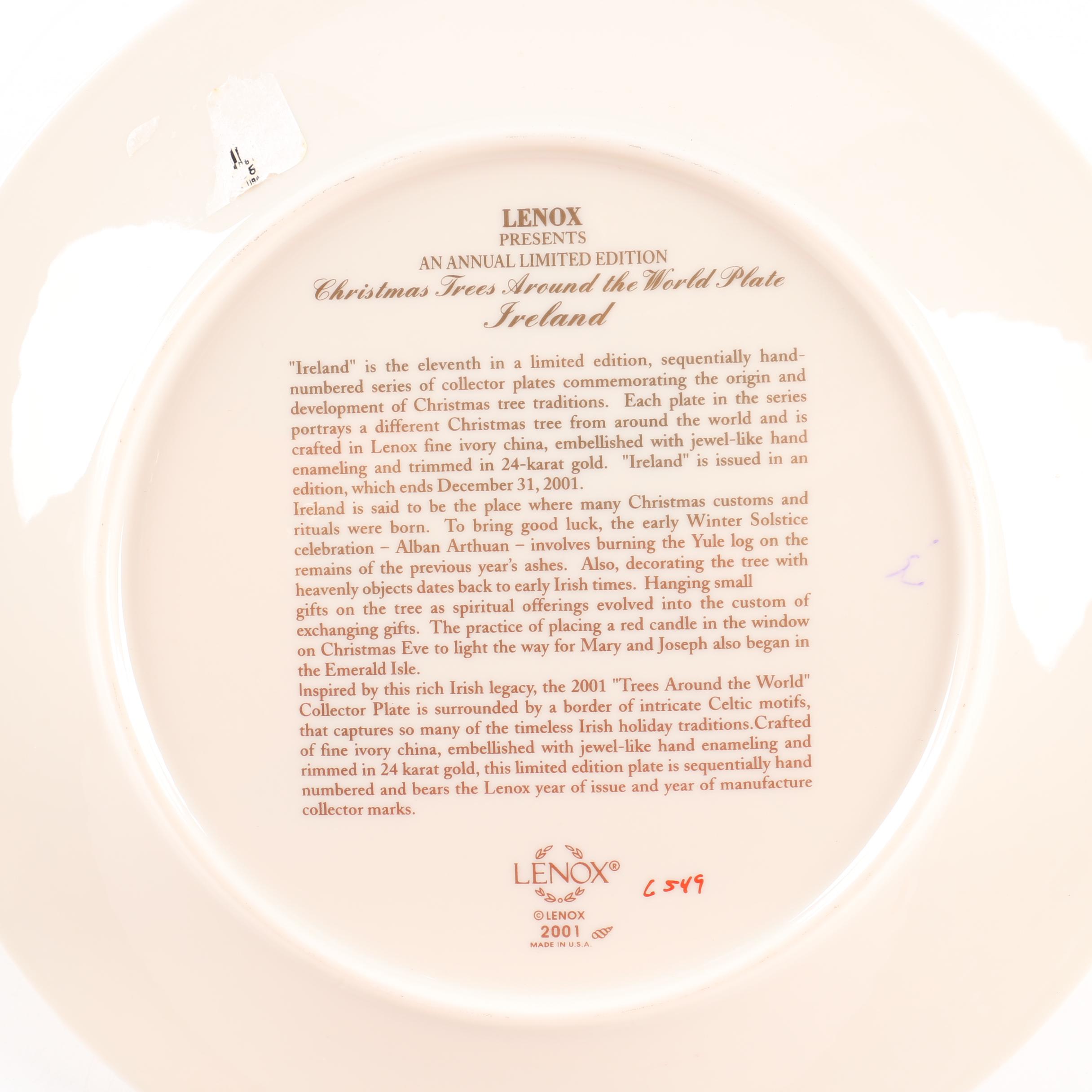 Limited Edition Lenox "Christmas Trees Around The World" Decorative Plates
