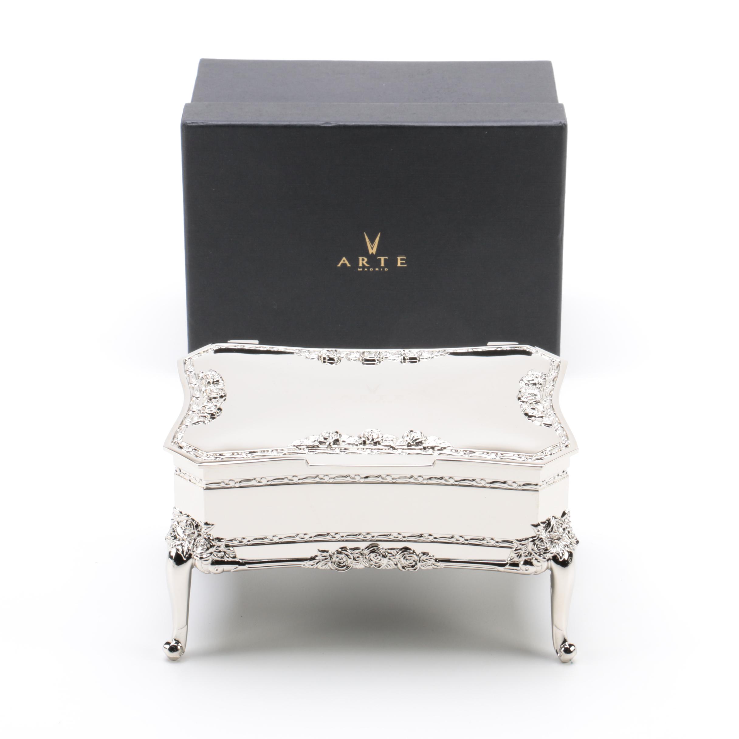 Arte Madrid Silver Plate Jewelry Box