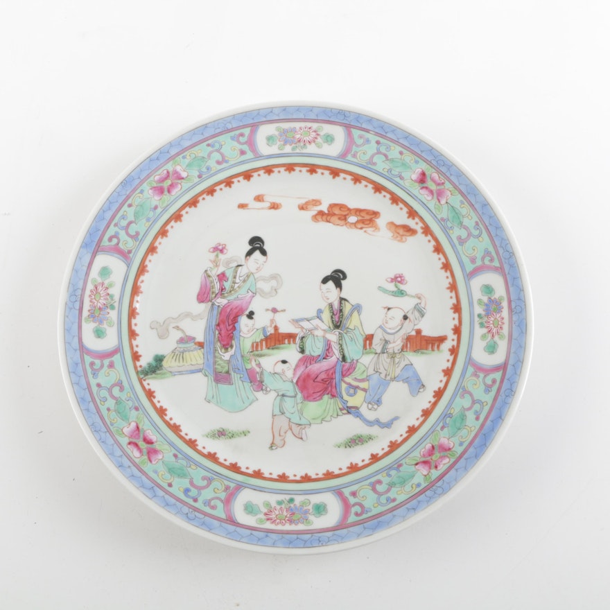 Vintage Chinese Hand-painted Porcelain Plate