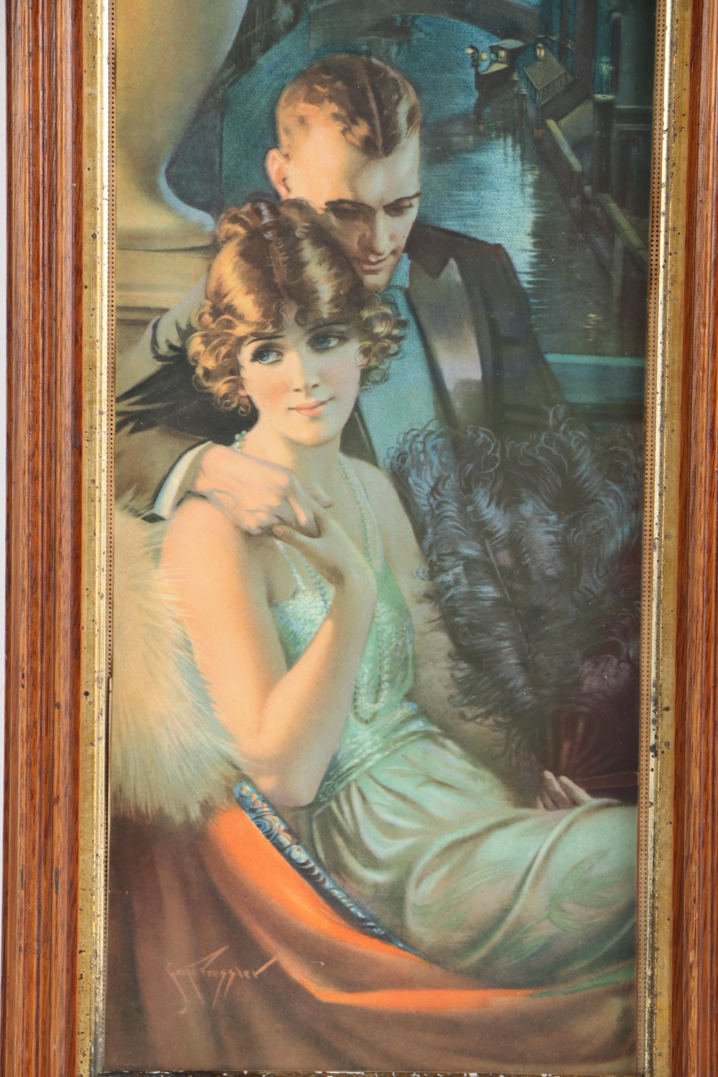Offset Lithograph After Gene Pressler's Illustration of a Man and Woman