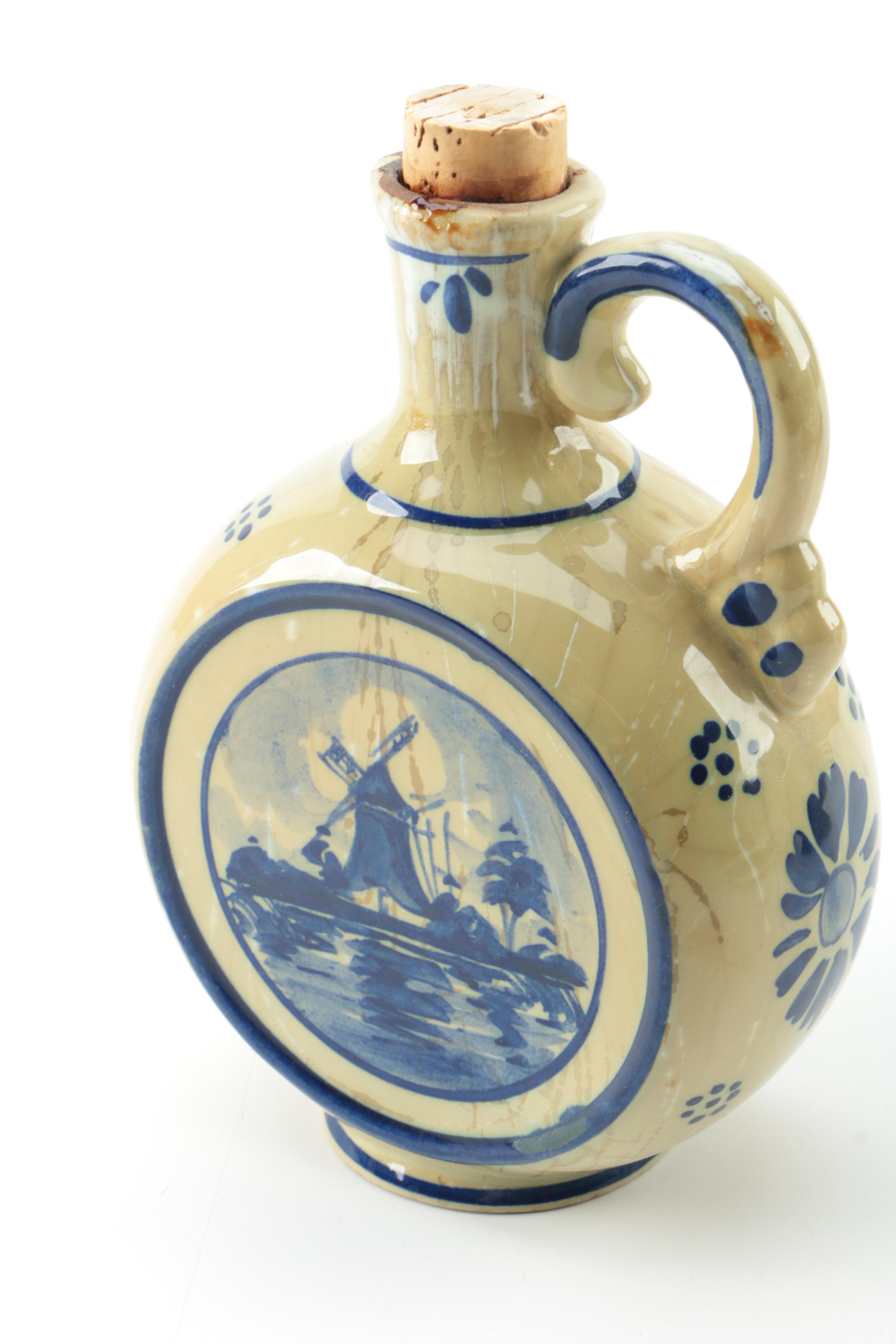 Delft Earthenware Jugs with Vintage Russian Collectible Plate