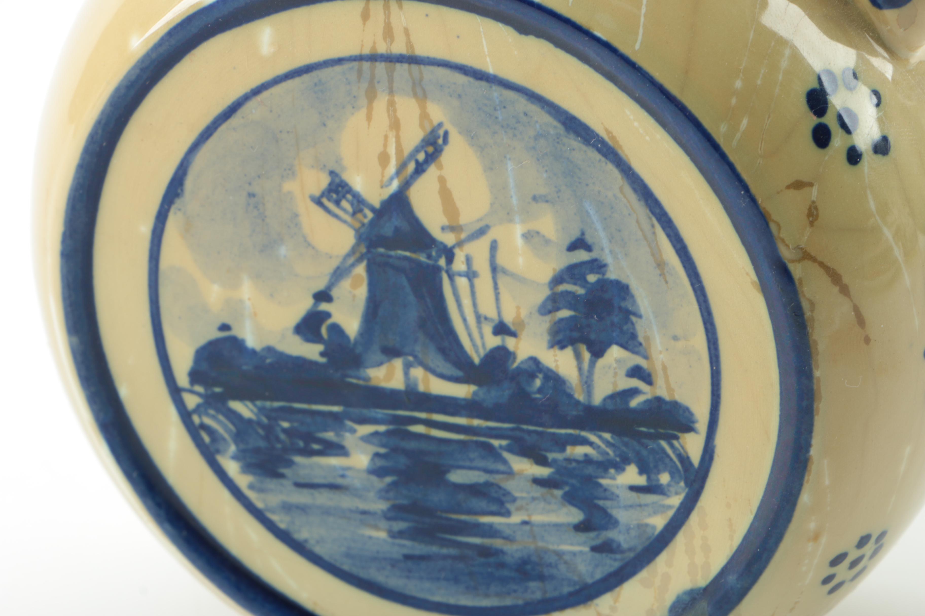 Delft Earthenware Jugs with Vintage Russian Collectible Plate