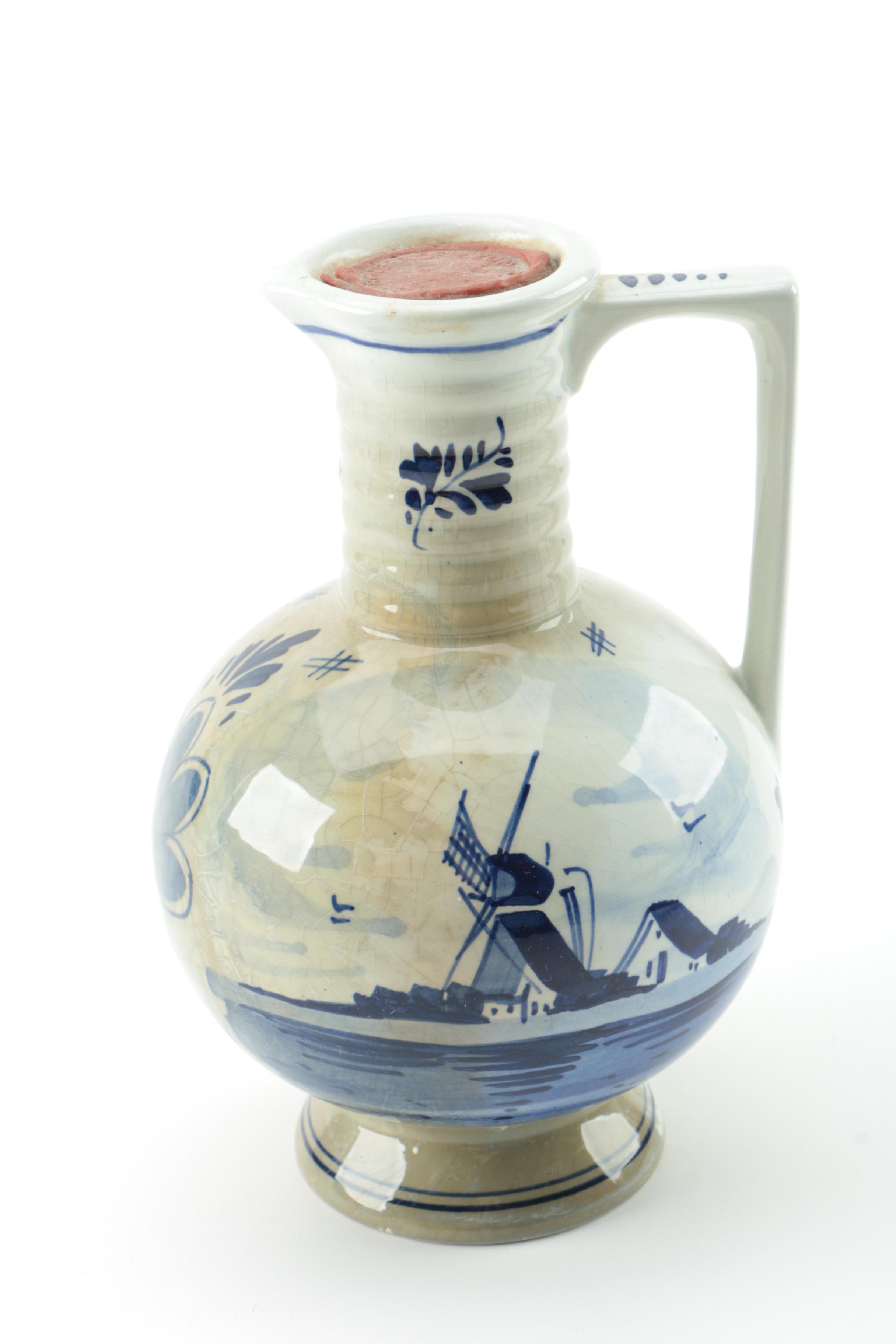 Delft Earthenware Jugs with Vintage Russian Collectible Plate