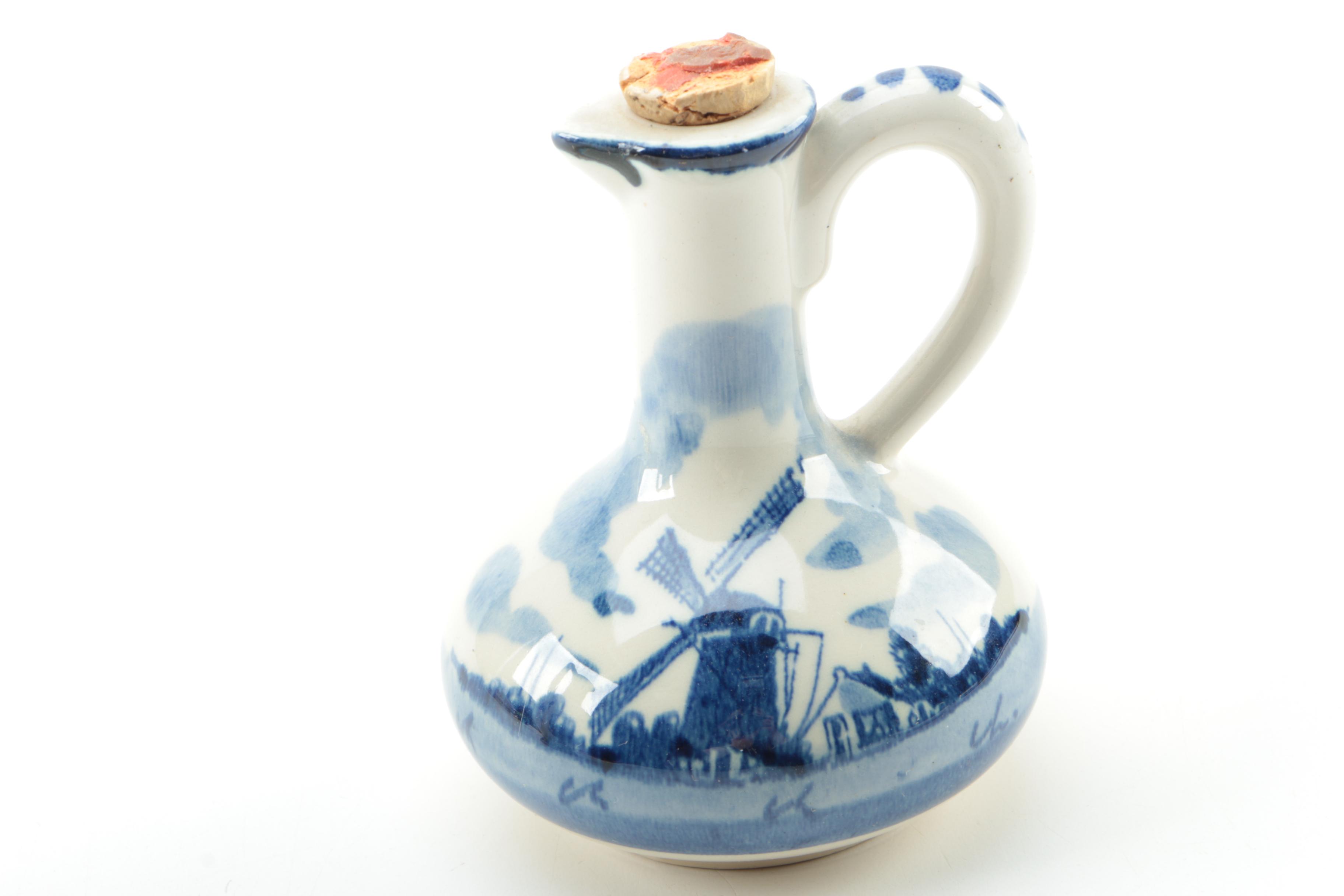 Delft Earthenware Jugs with Vintage Russian Collectible Plate