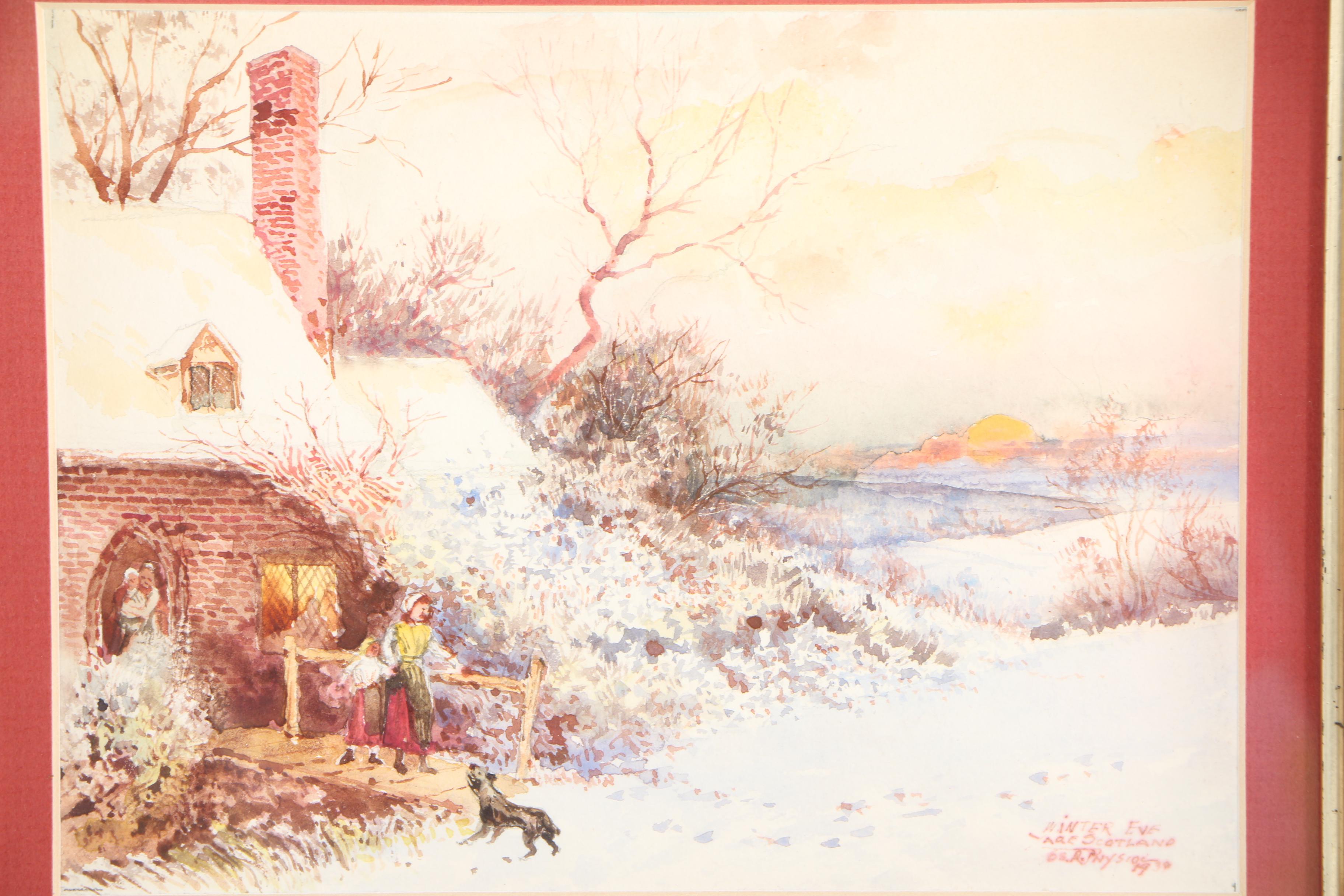 1930s Watercolor and Gouache "Winter Eve"