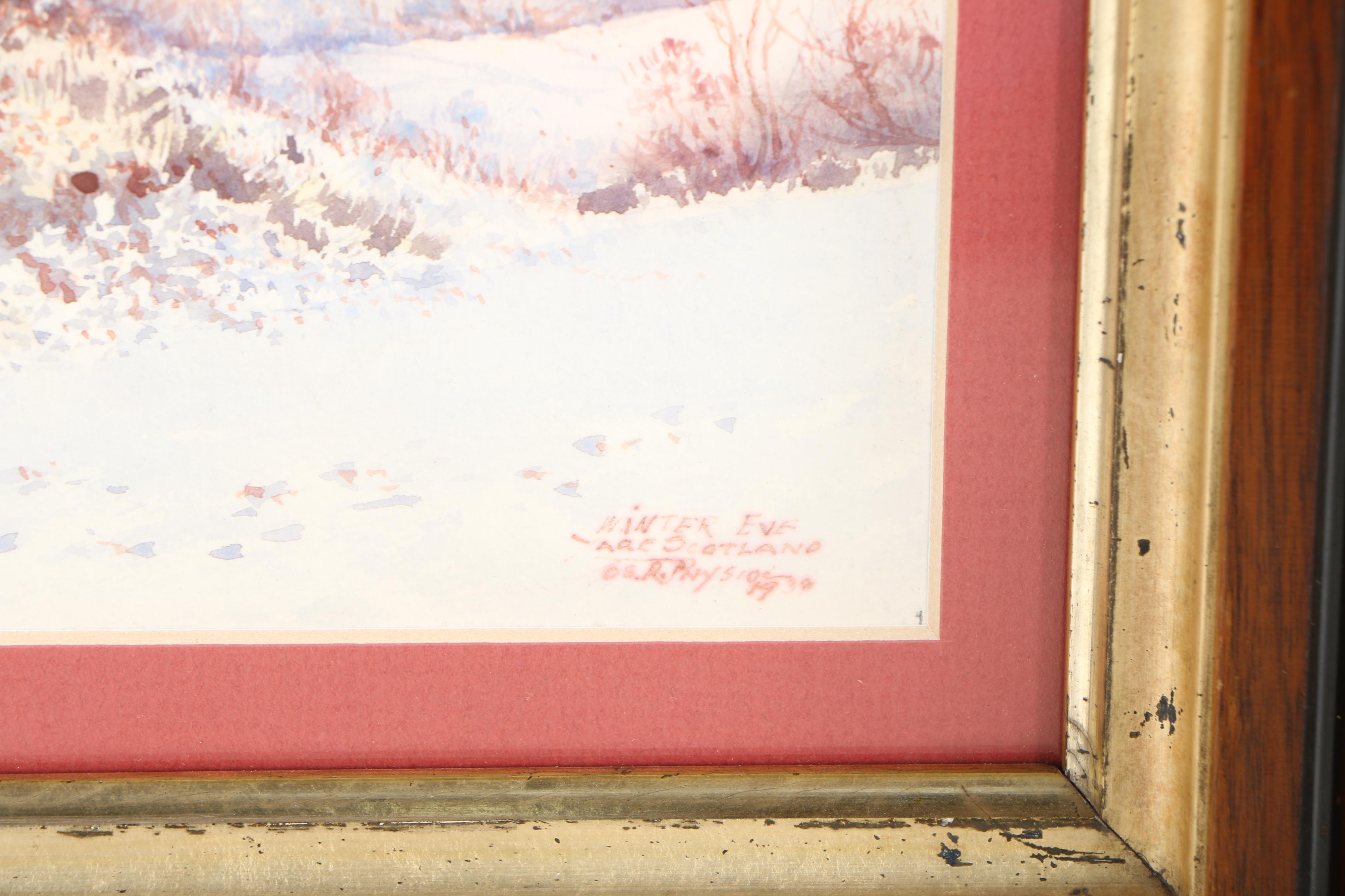 1930s Watercolor and Gouache "Winter Eve"