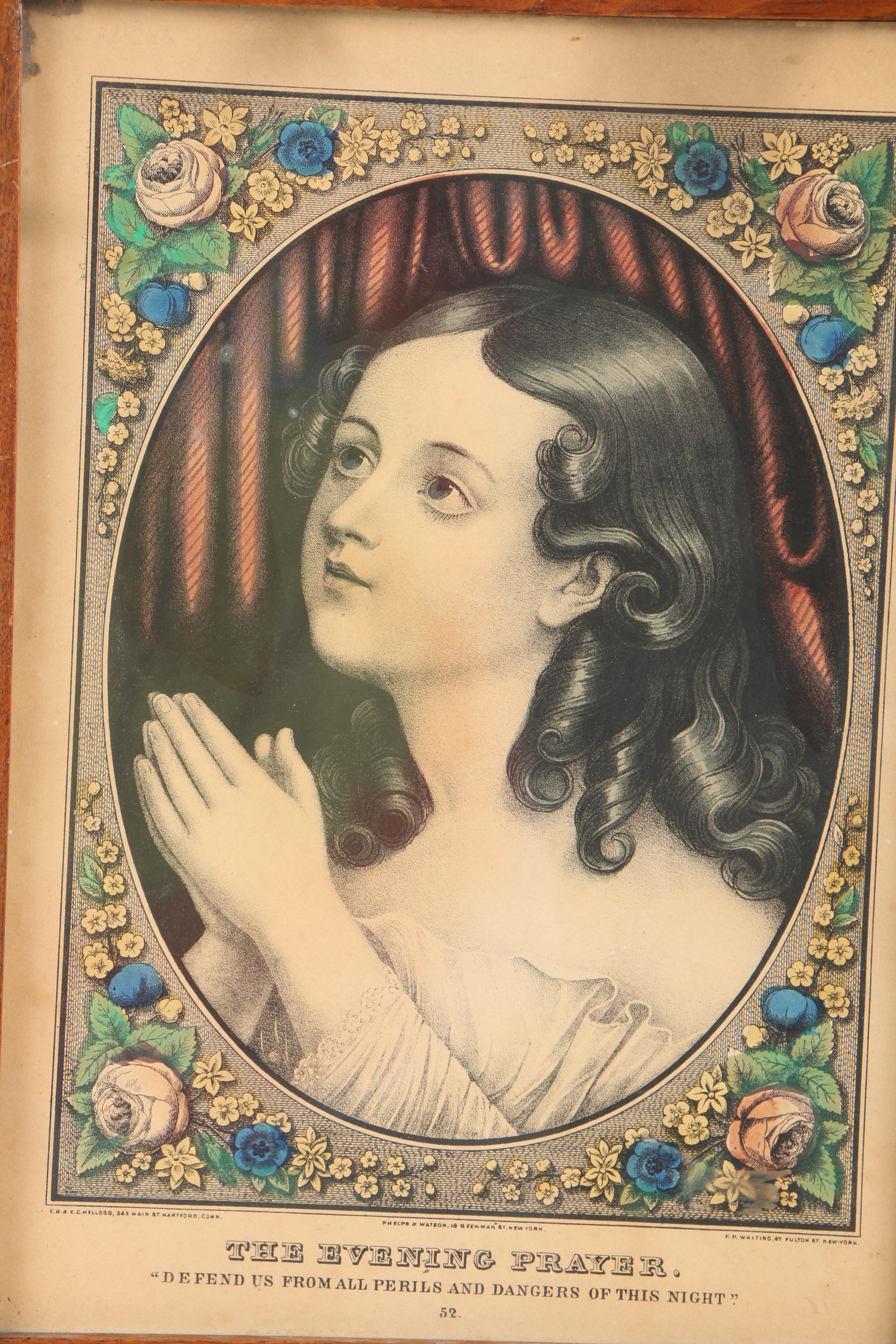 Hand-Colored Lithograph "The Evening Prayer"