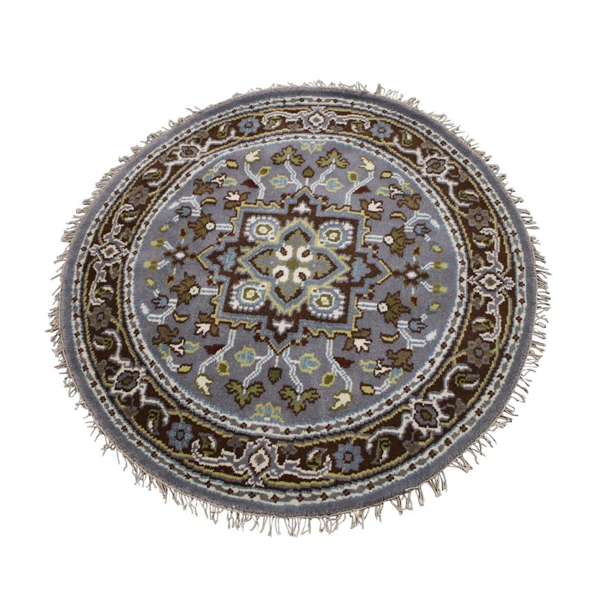 Hand-Knotted Persian Bakshaish Heriz Round Wool Area Rug