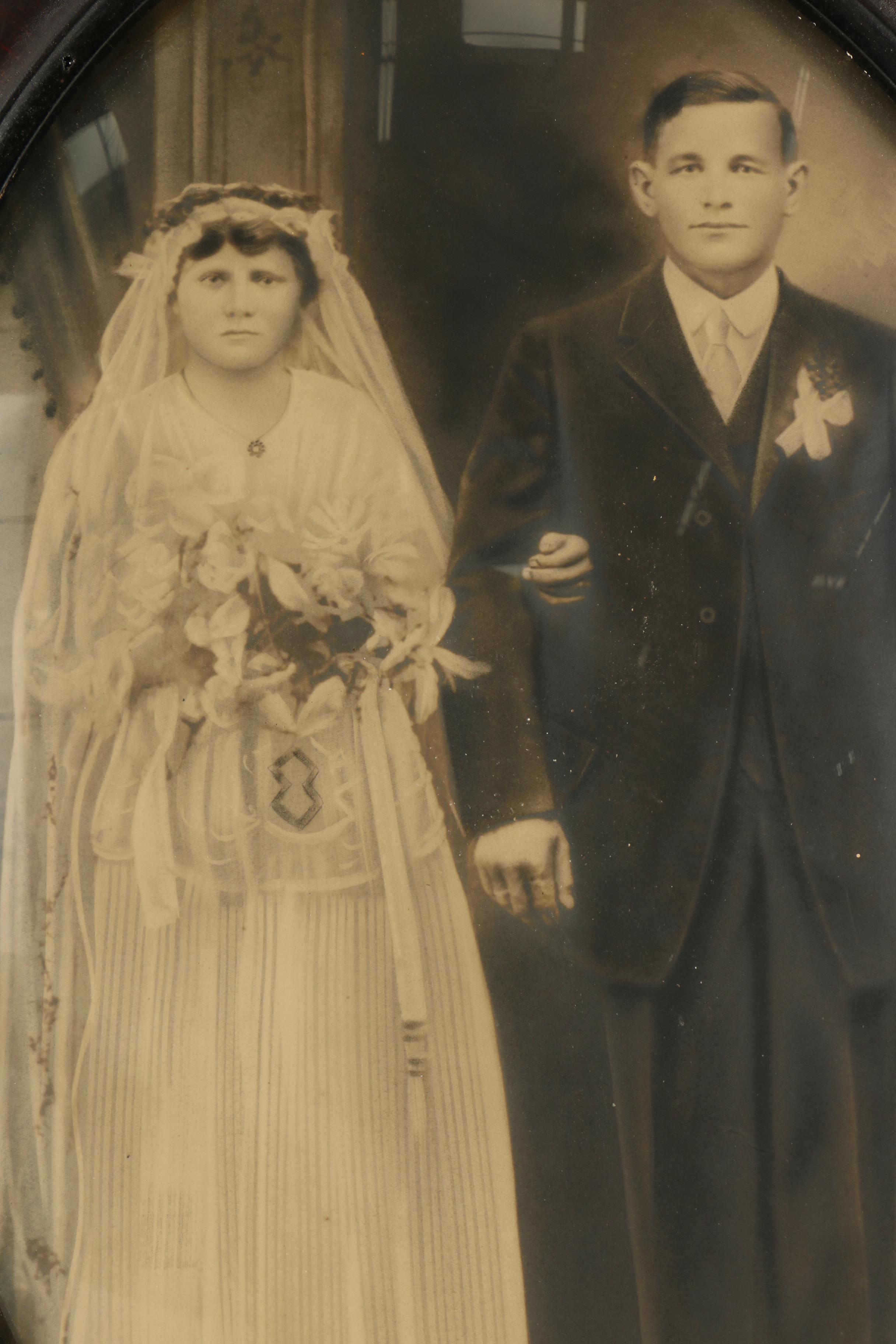 Antique Crayon Wedding Portrait