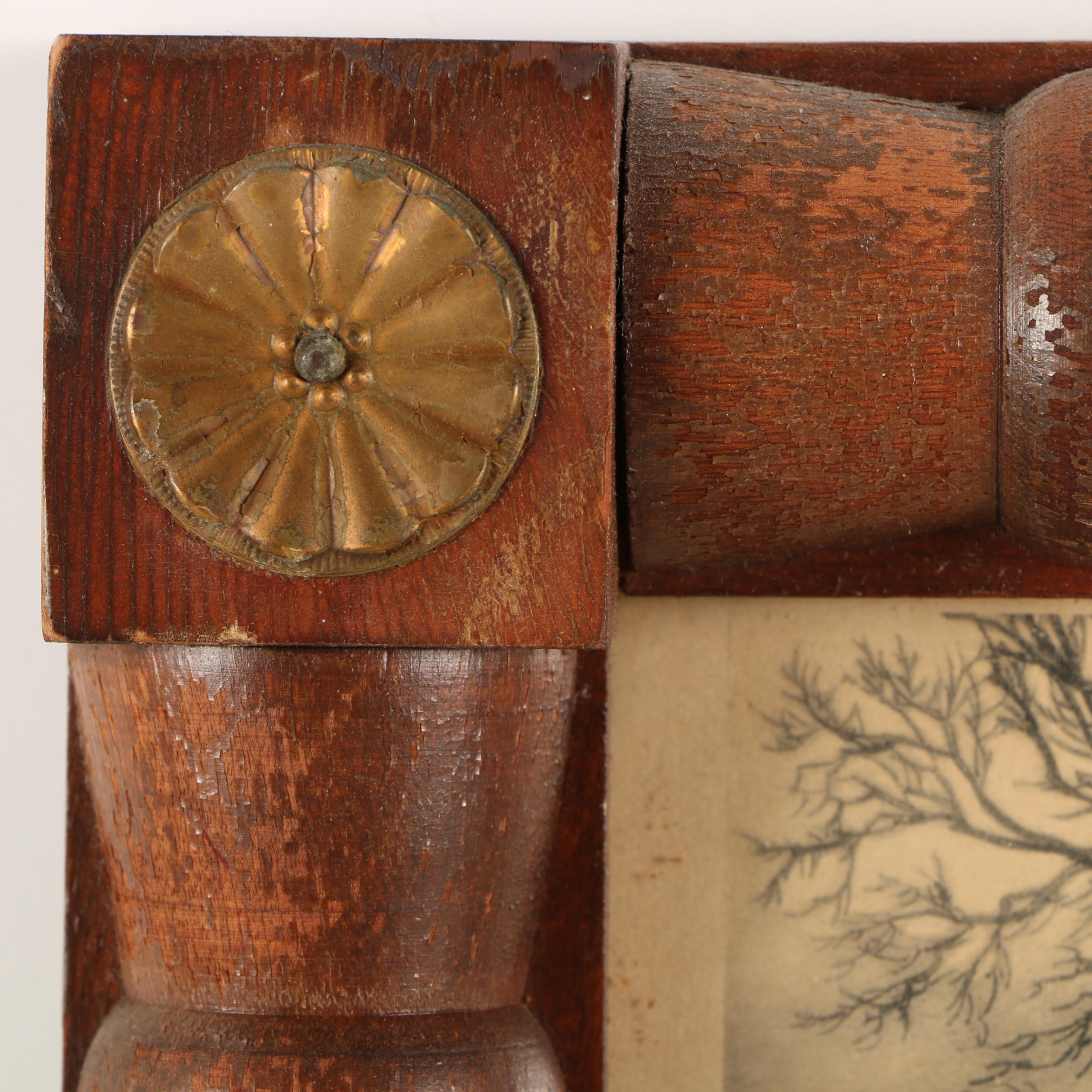 Vintage Empire Style Trumeau Mirror with Currier & Ives "Winter Pastime" Print