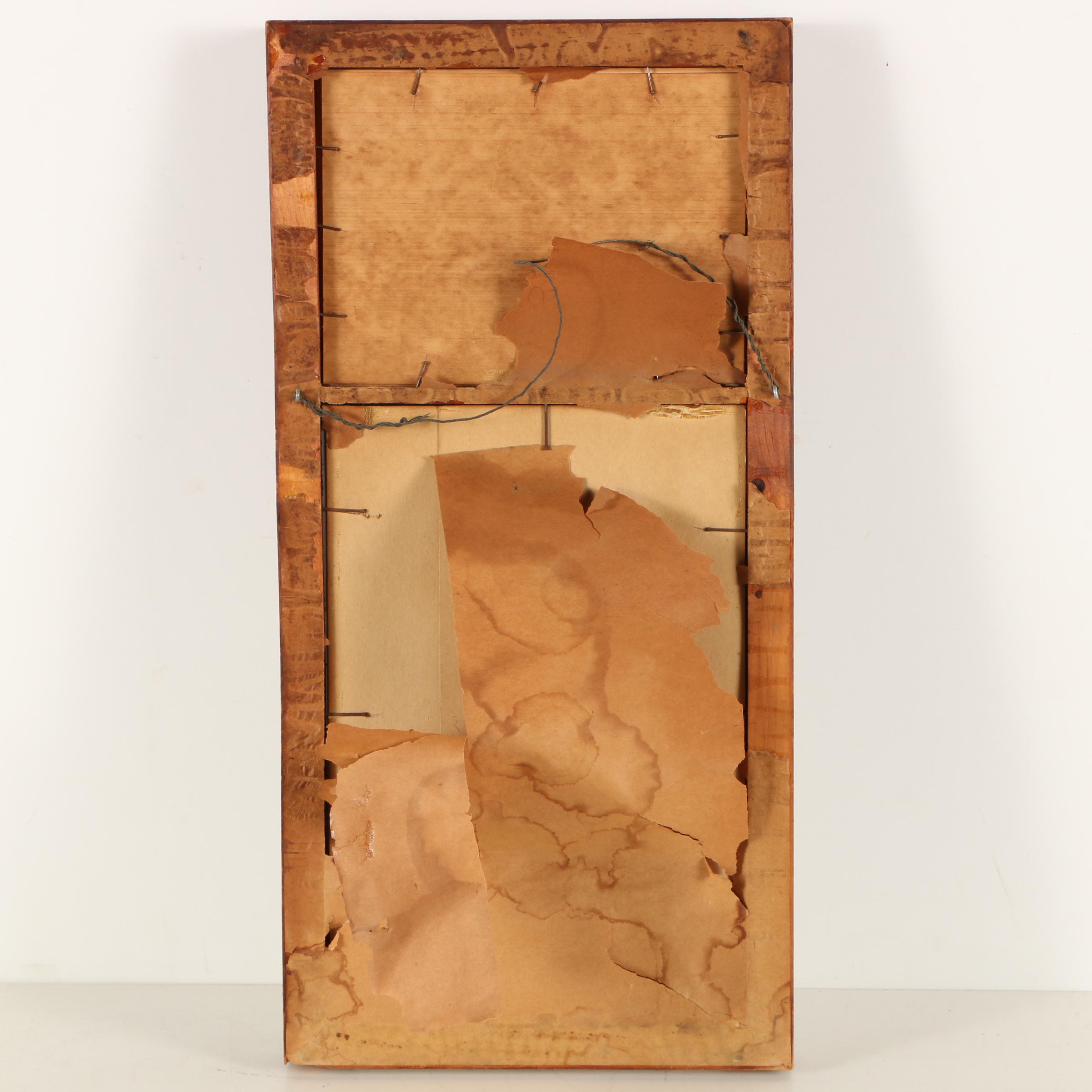 Vintage Empire Style Trumeau Mirror with Currier & Ives "Winter Pastime" Print