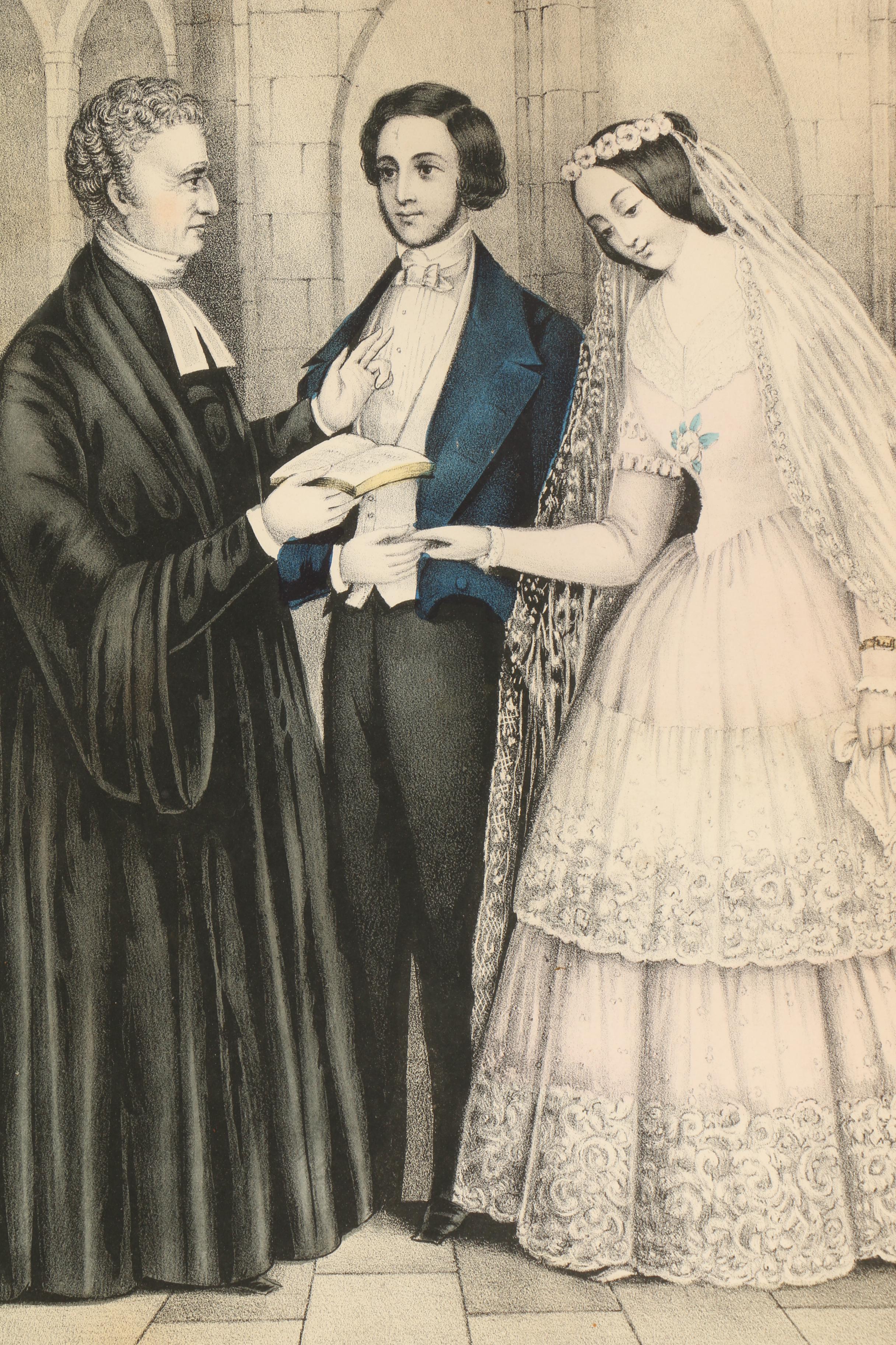 J. Baillie Hand-Colored Lithograph "The Marriage"