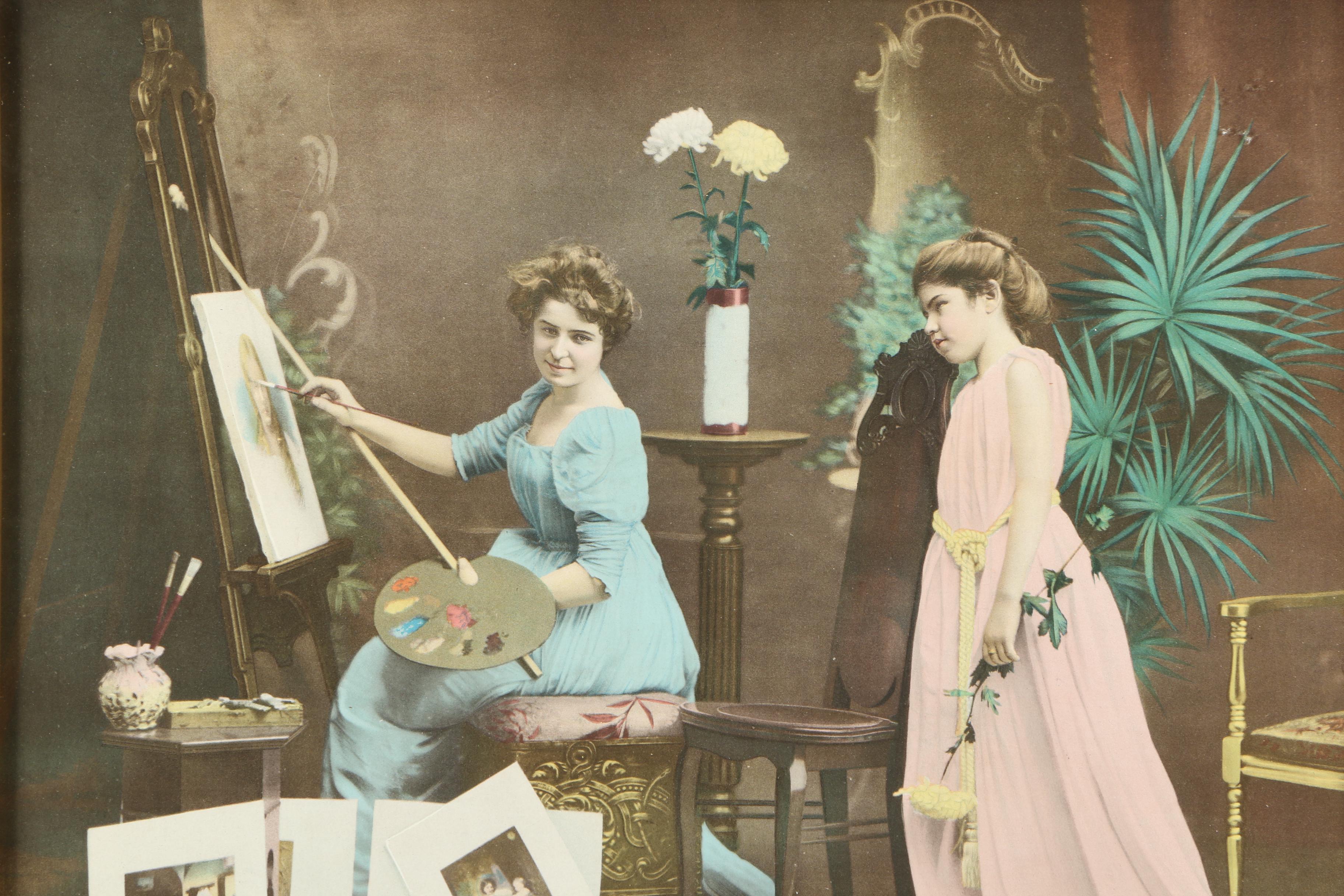 Hand-Tinted Photogravure Reproduction after Photograph of Woman in Studio