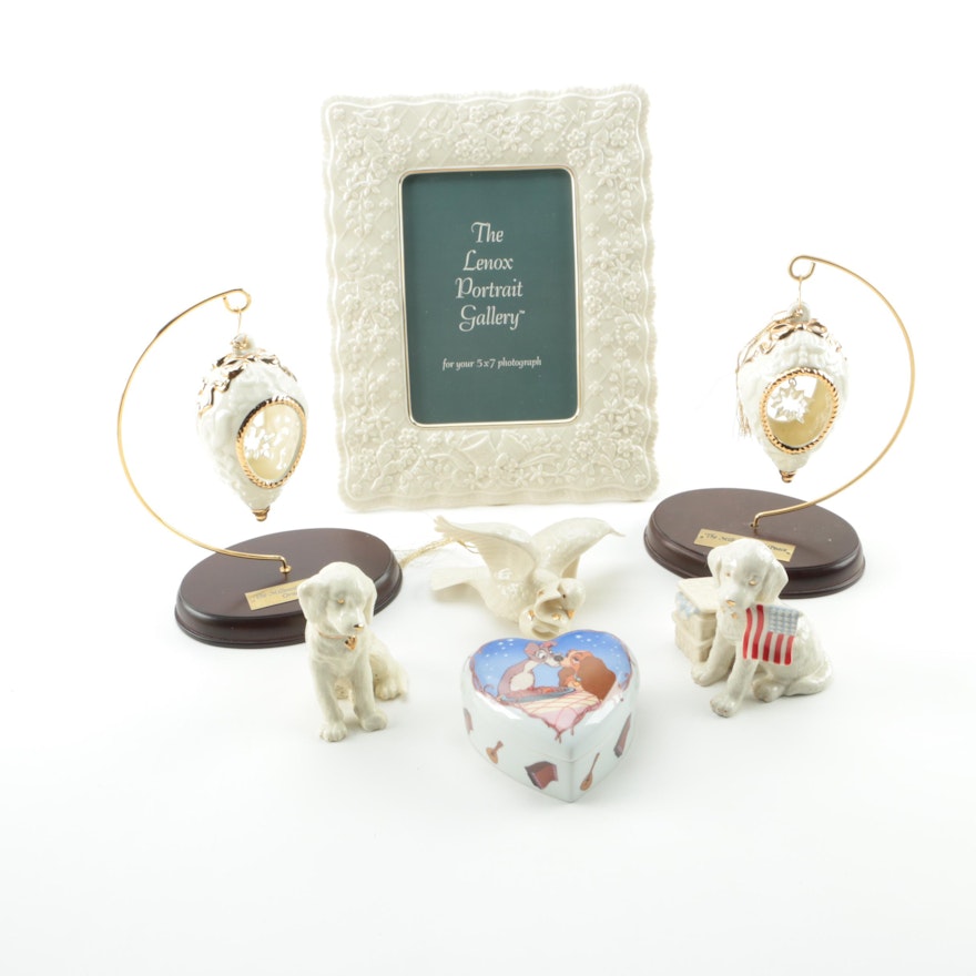 Lenox Porcelain Frame, Ornaments, Figurines, and Trinket Box
