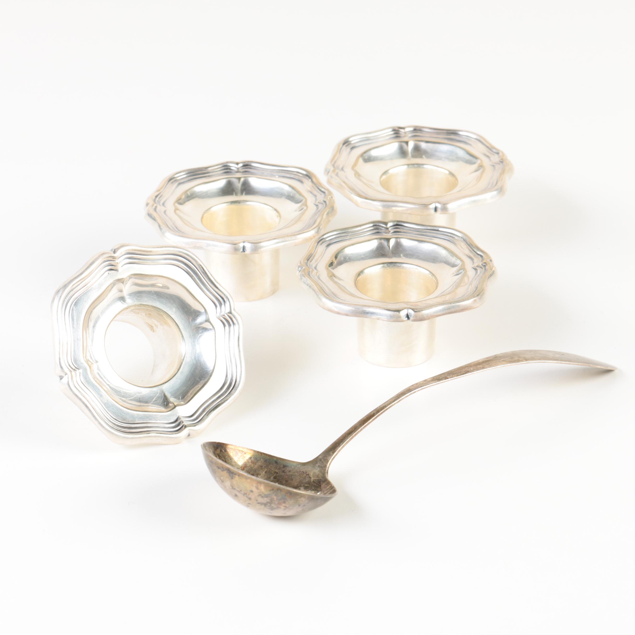 Sterling Silver Ladle with Silver Plate Candle Sconces
