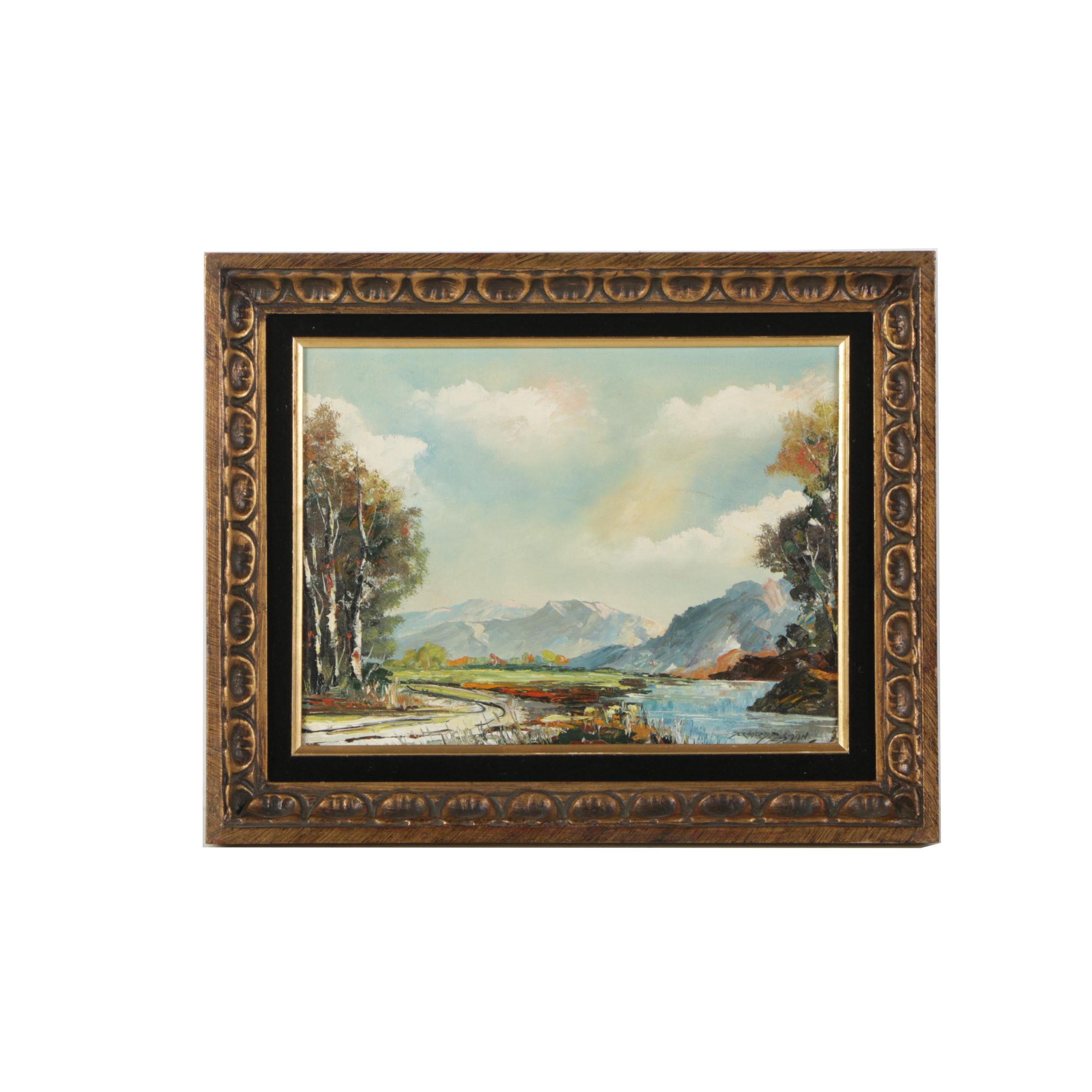 Bernard Bosman Oil Painting of Mountain Landscape