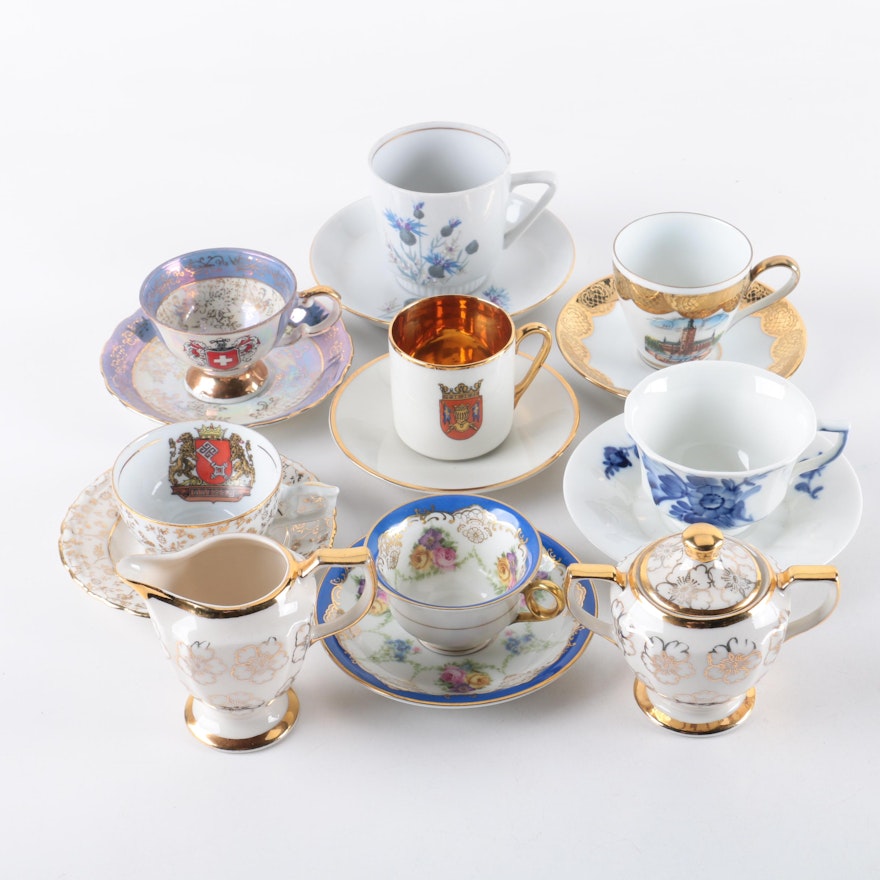 Porcelain Cups and Saucers Featuring Royal Copenhagen