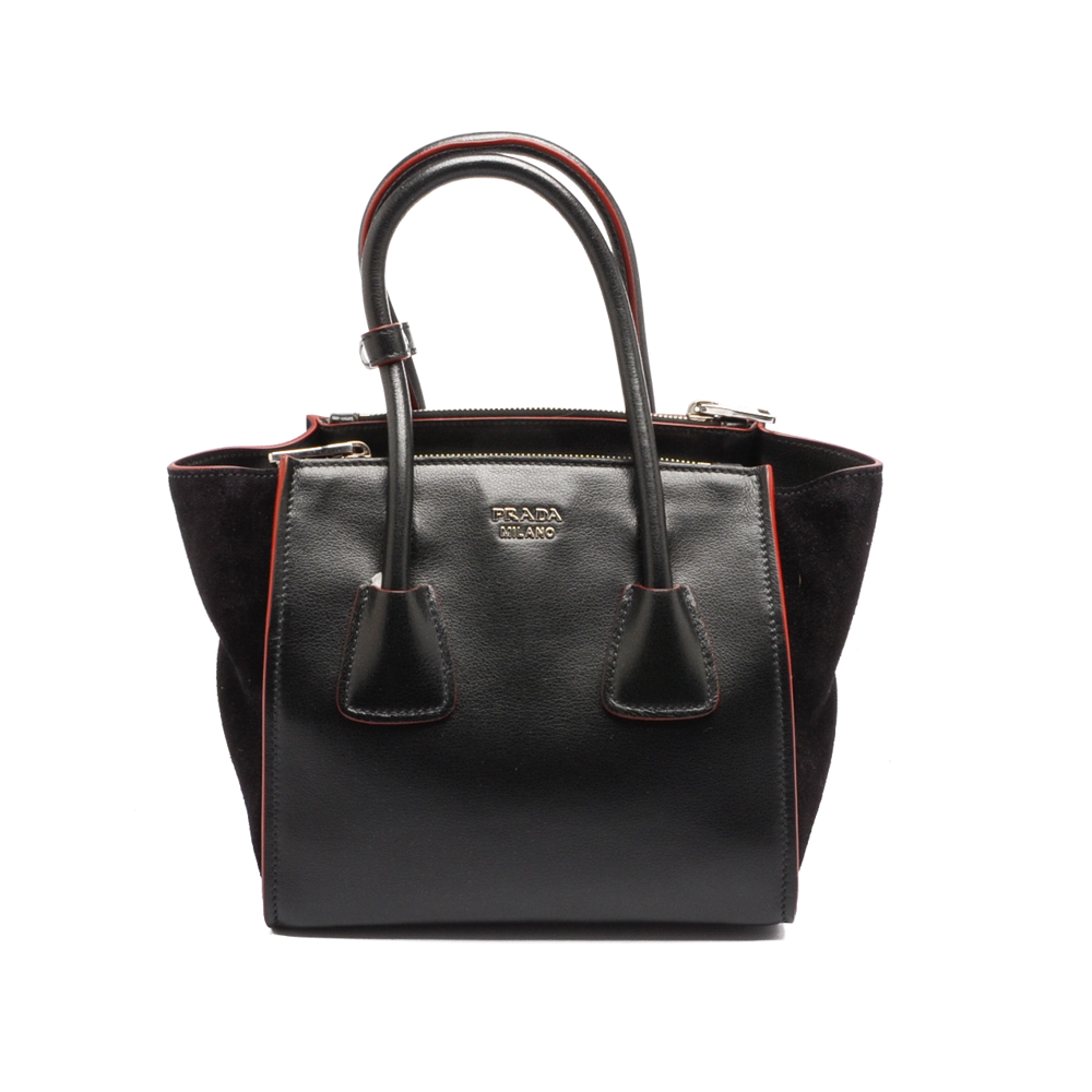 Prada Glace Twin Pocket Black Leather Handbag
