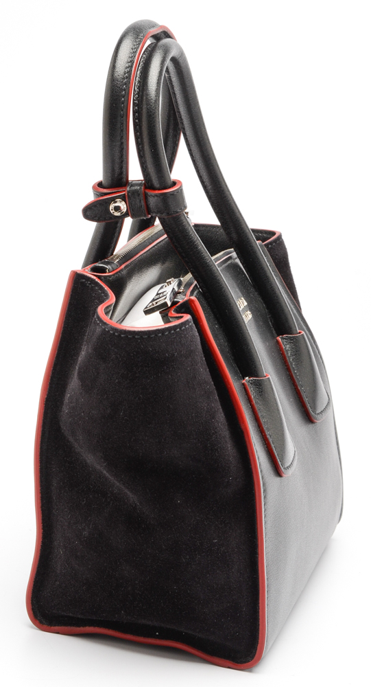 Prada Glace Twin Pocket Black Leather Handbag