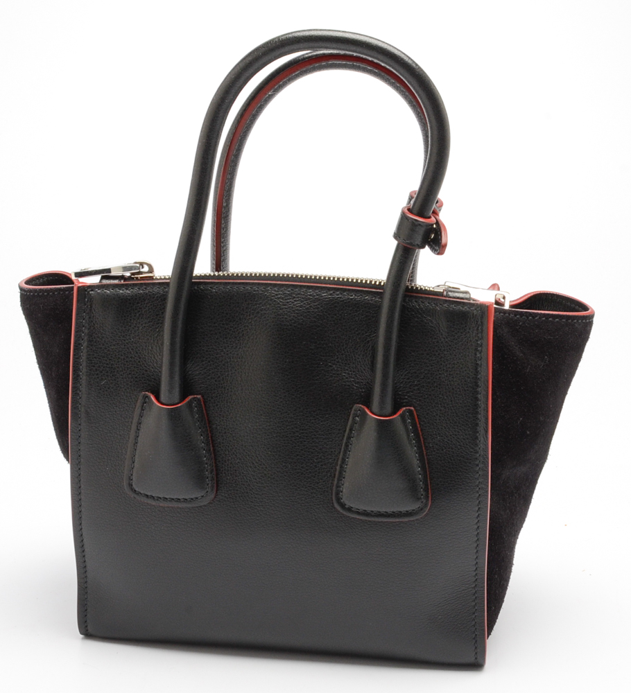 Prada Glace Twin Pocket Black Leather Handbag