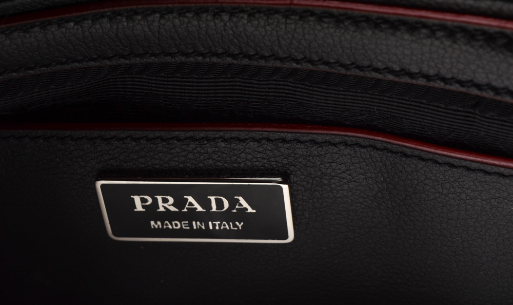 Prada Glace Twin Pocket Black Leather Handbag