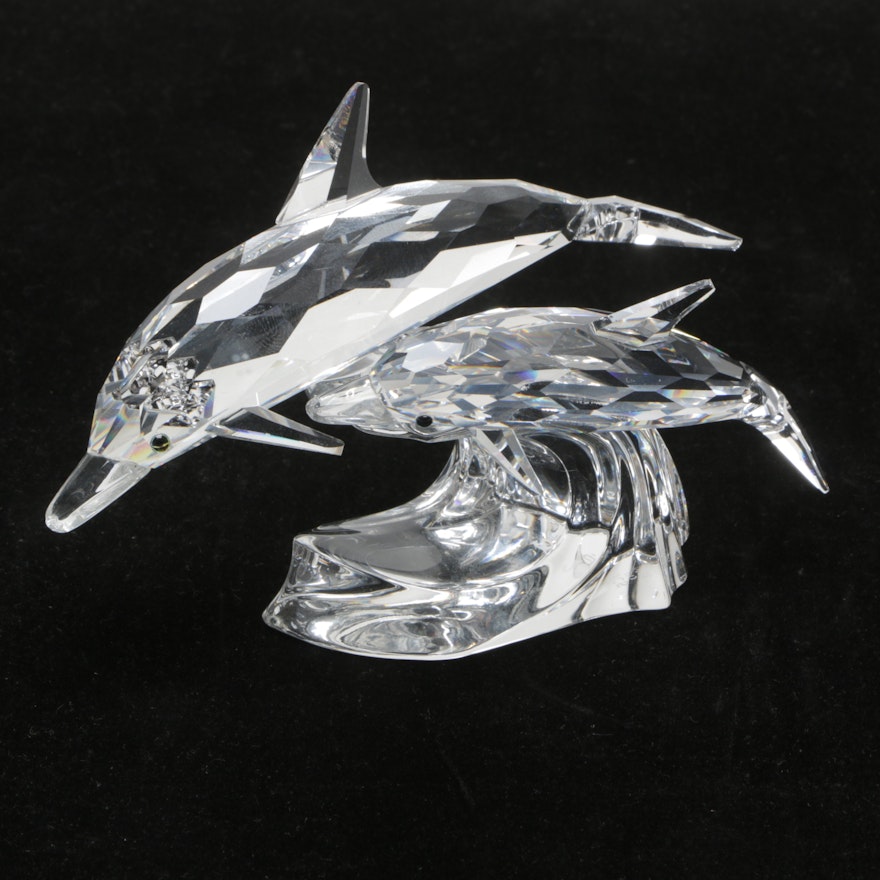 Swarovski Crystal "Mother and Child" Dolphin Figurine