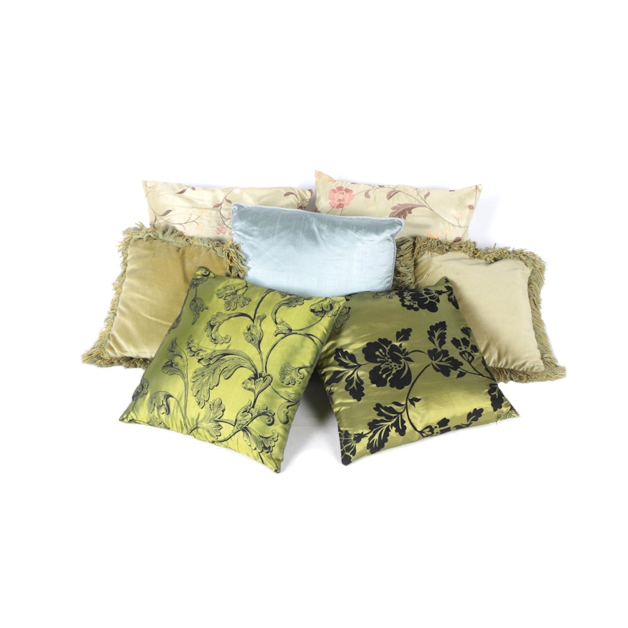 Assorted Accent Pillows Including Silk And Down Filled