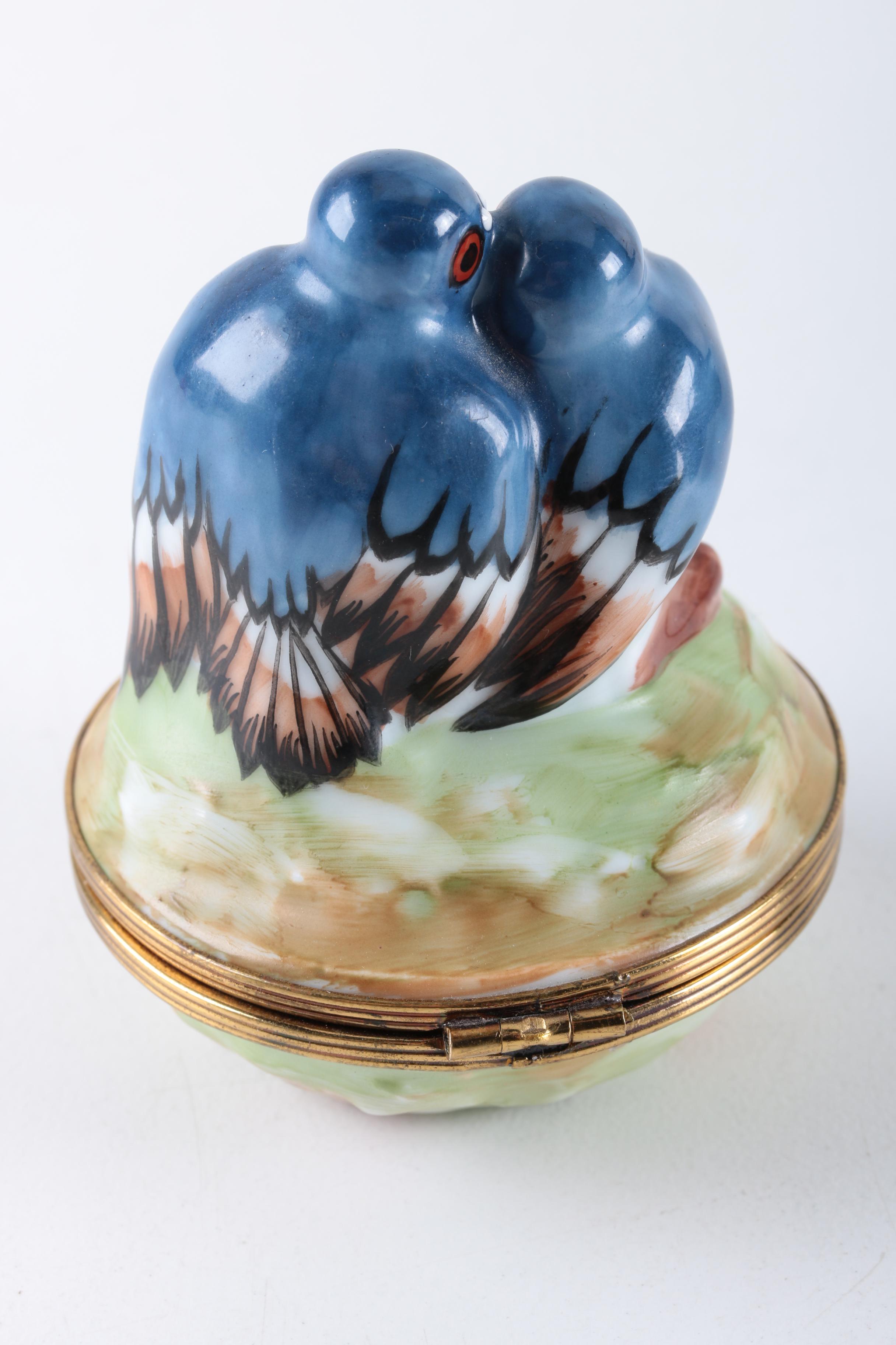 Limoges Hand-Painted Porcelain Birds Trinket Box