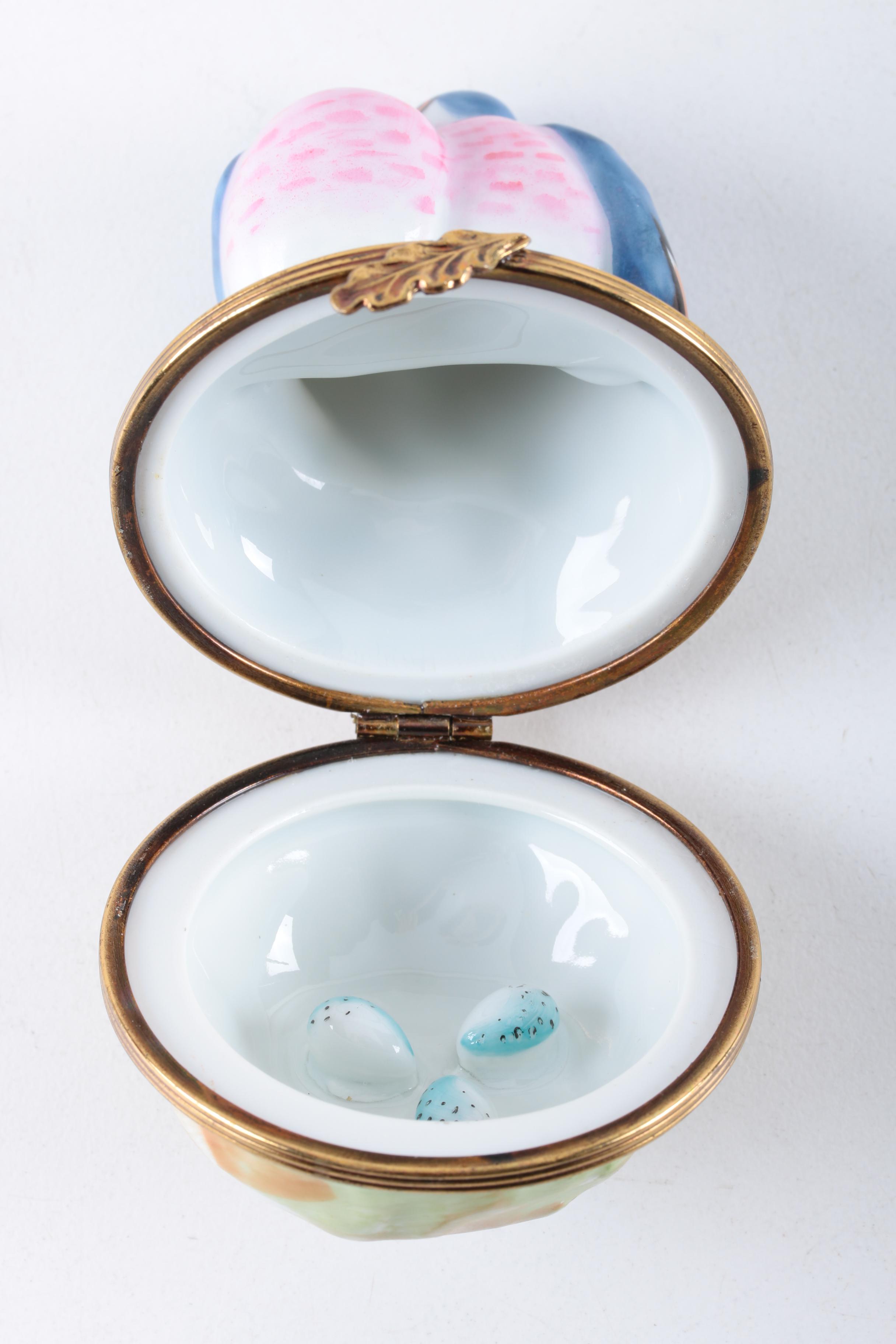 Limoges Hand-Painted Porcelain Birds Trinket Box
